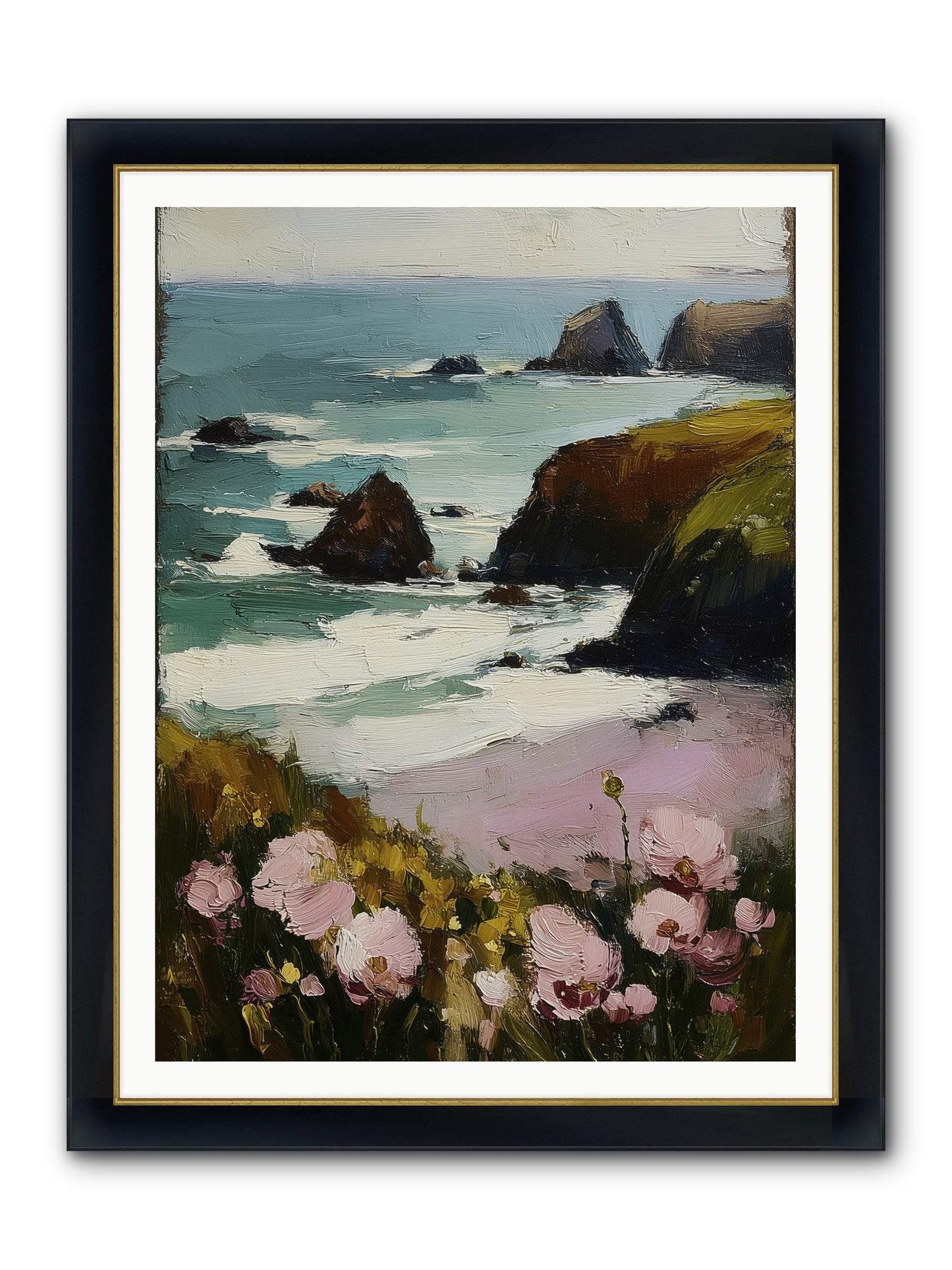 Silk-Spun Hours Framed Print - Wide Black w/Gold 36x48