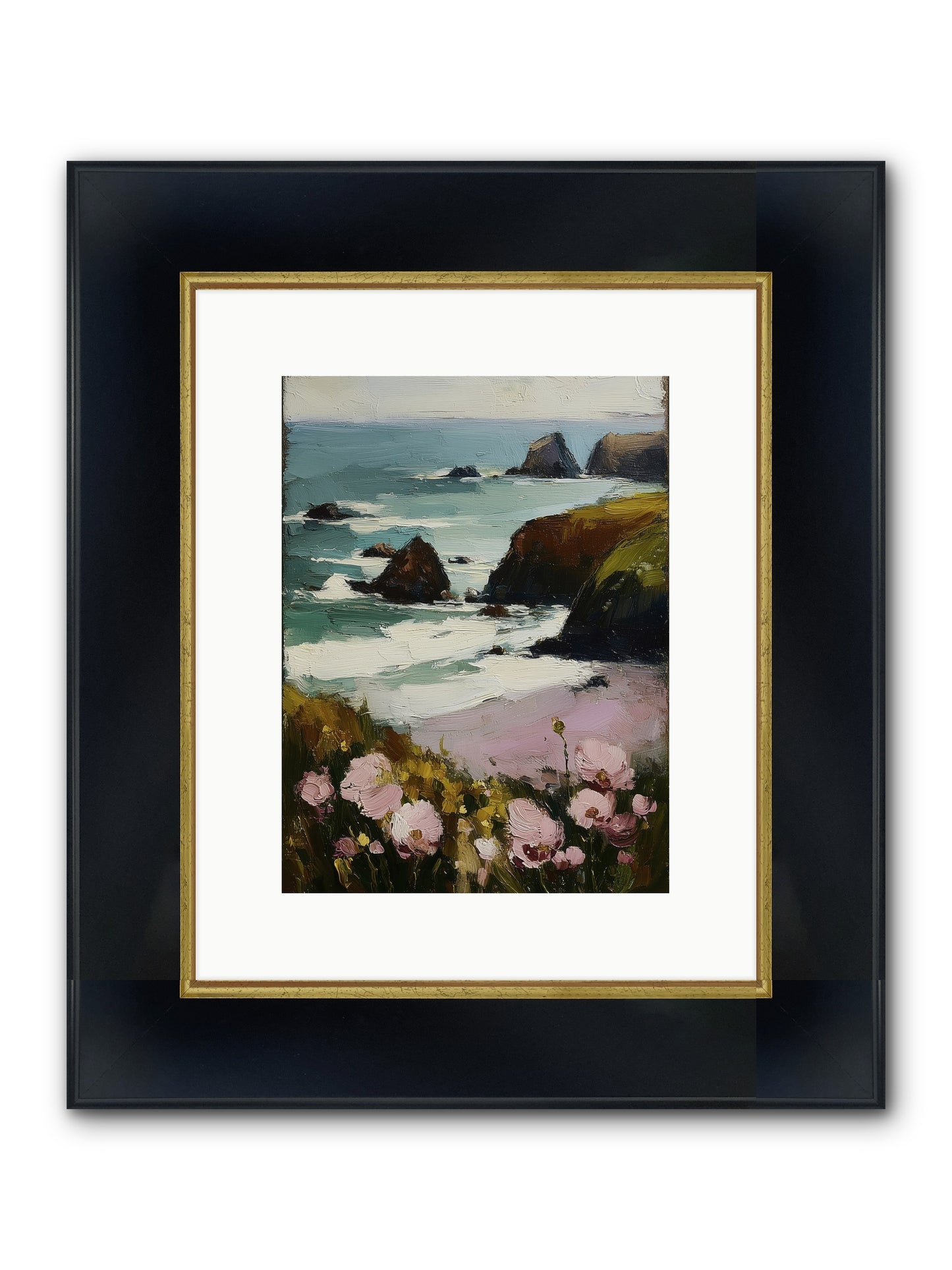Silk-Spun Hours Framed Print - Wide Black w/Gold 9x12