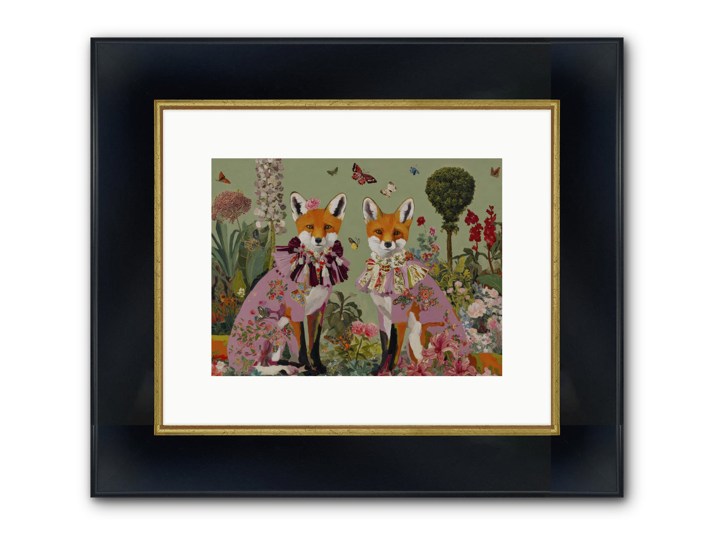 Silk Trace Framed Print - Wide Black w/Gold 12x9
