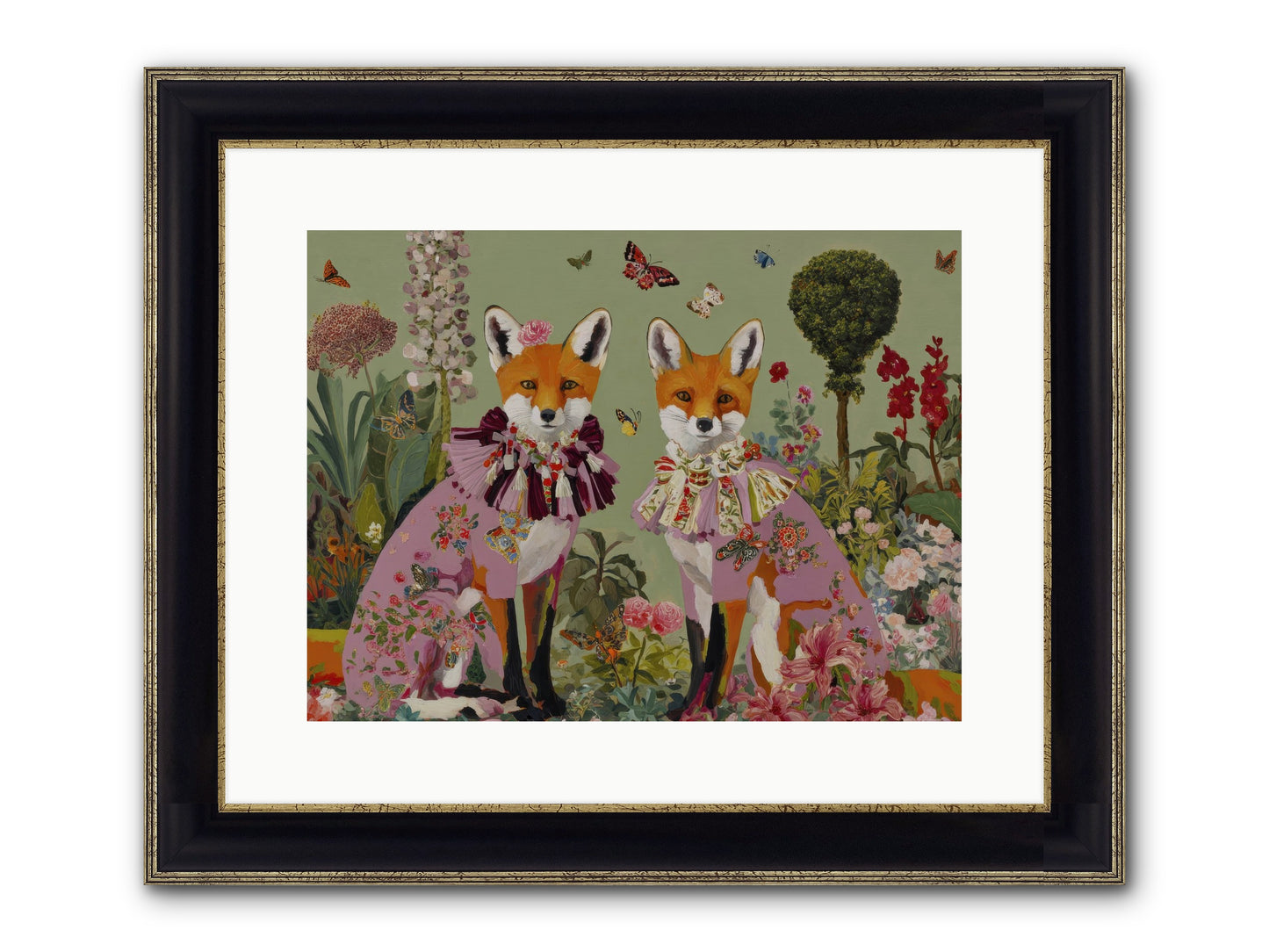 Silk Trace Framed Print - Black & Gold 16x12