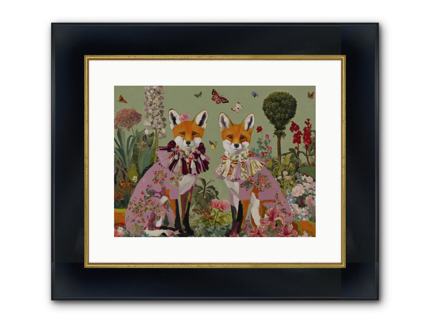 Silk Trace Framed Print - Wide Black w/Gold 16x12