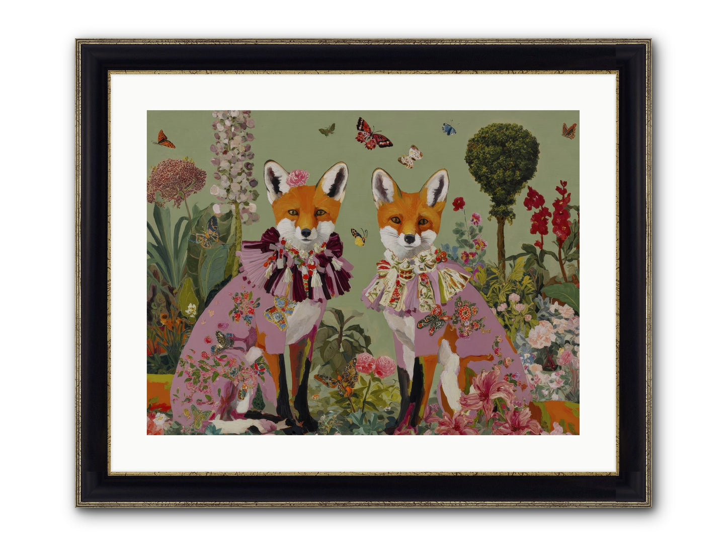 Silk Trace Framed Print - Black & Gold 24x18
