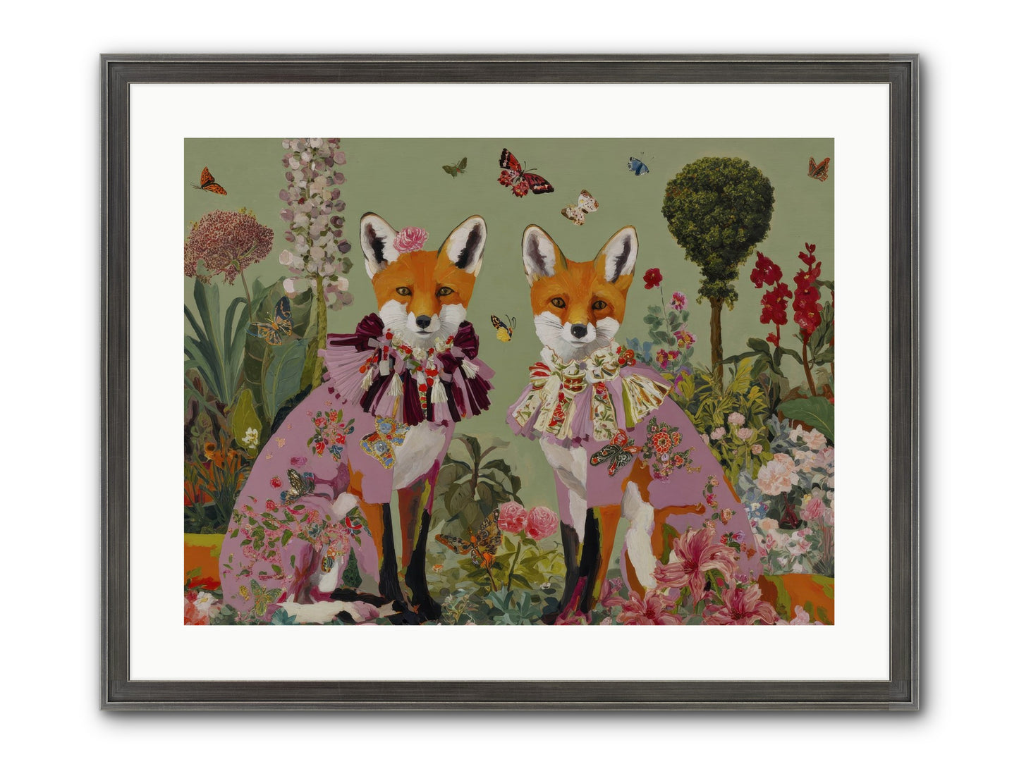 Silk Trace Framed Print - Slimwoods Black/Silver 24x18