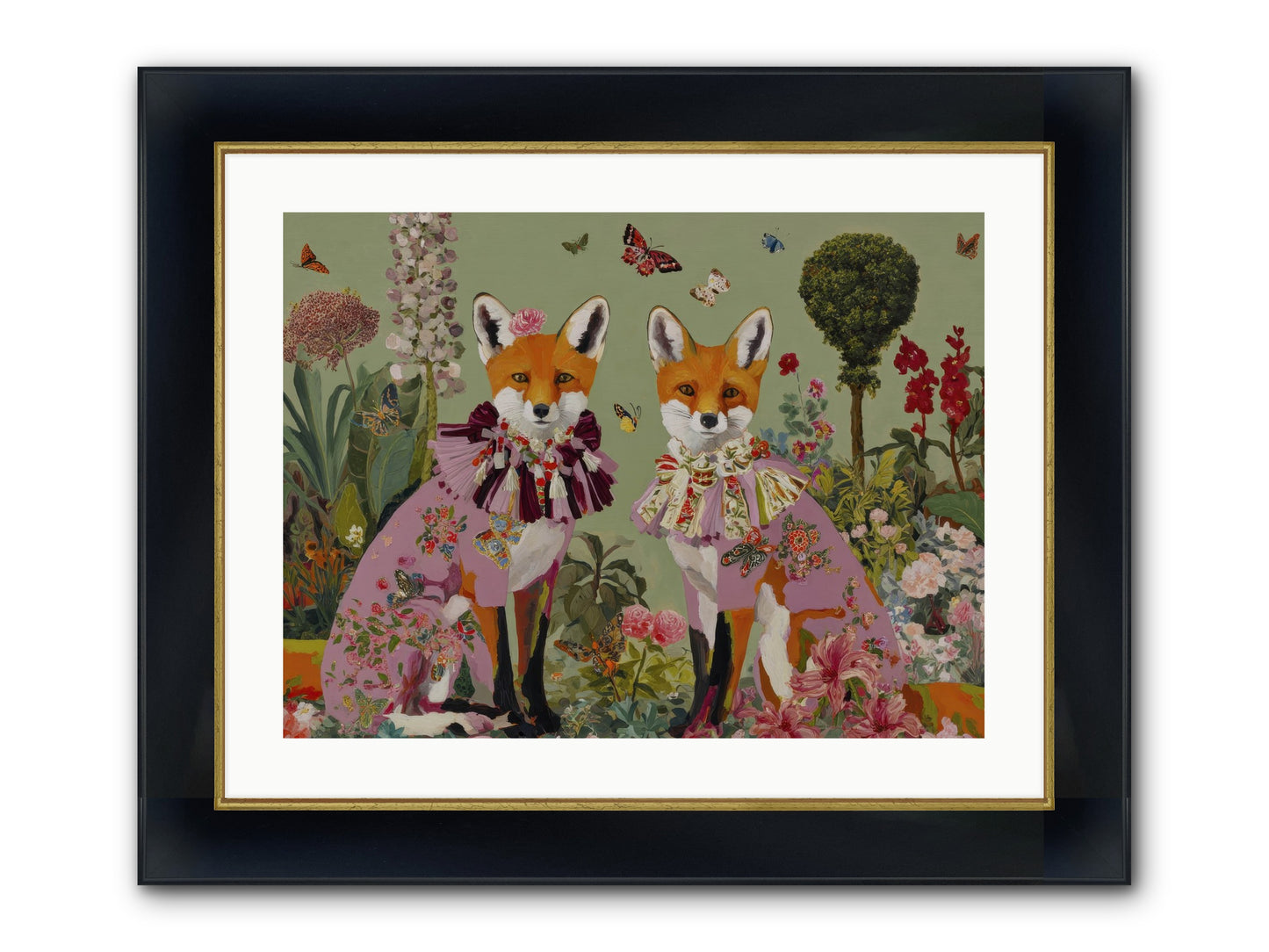 Silk Trace Framed Print - Wide Black w/Gold 24x18