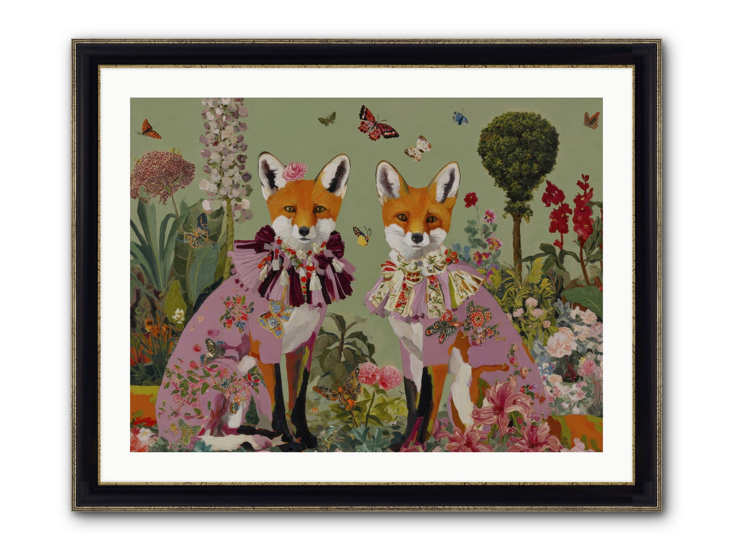 Silk Trace Framed Print - Black & Gold 32x24