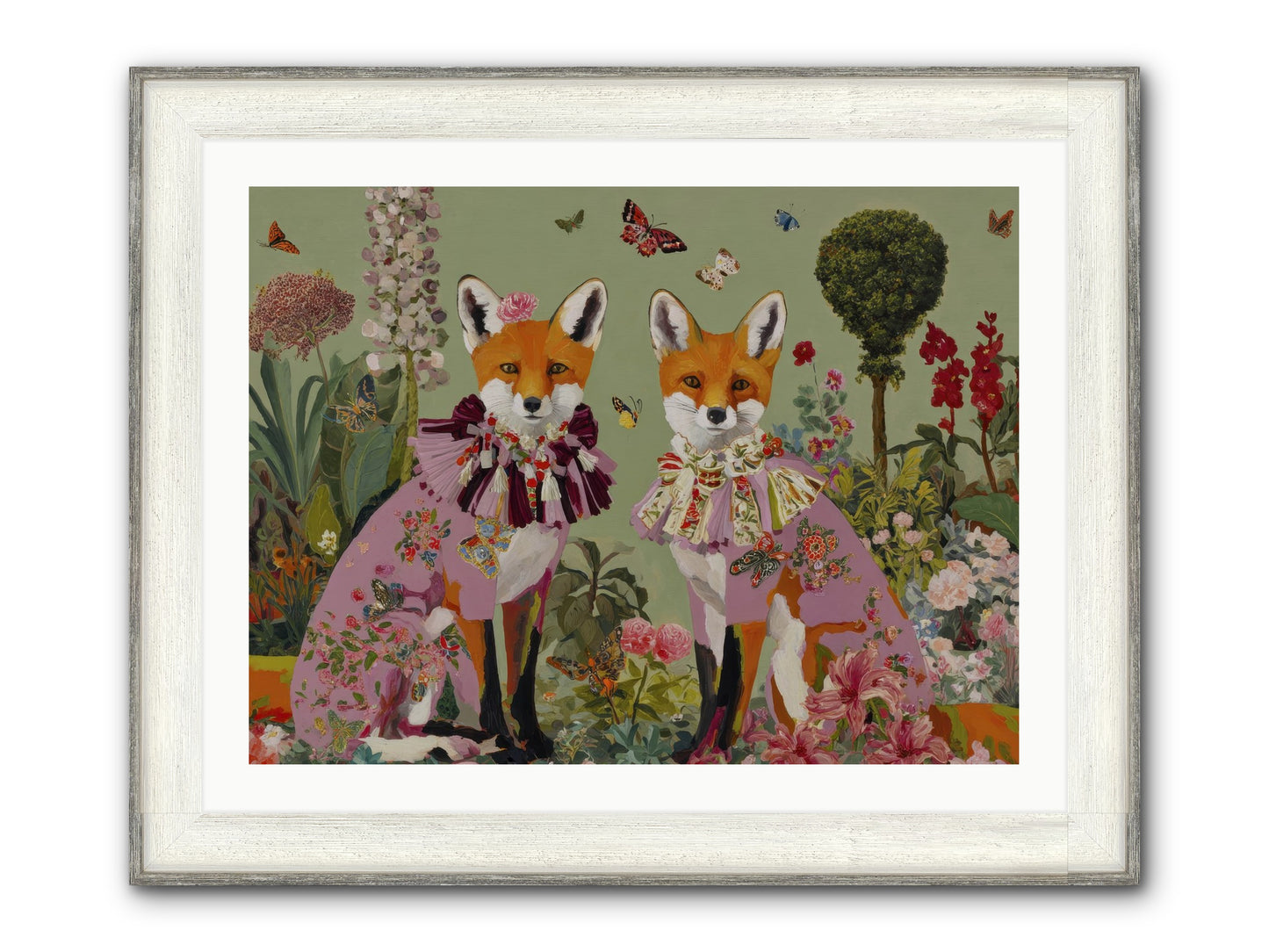 Silk Trace Framed Print - Driftwood White 32x24