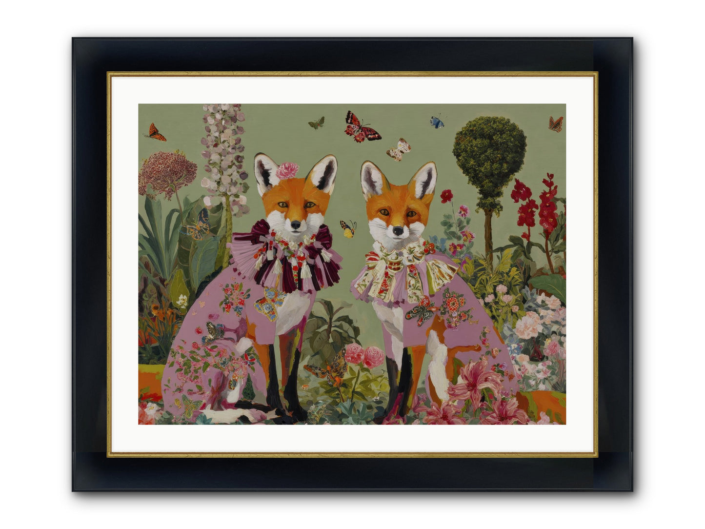 Silk Trace Framed Print - Wide Black w/Gold 32x24