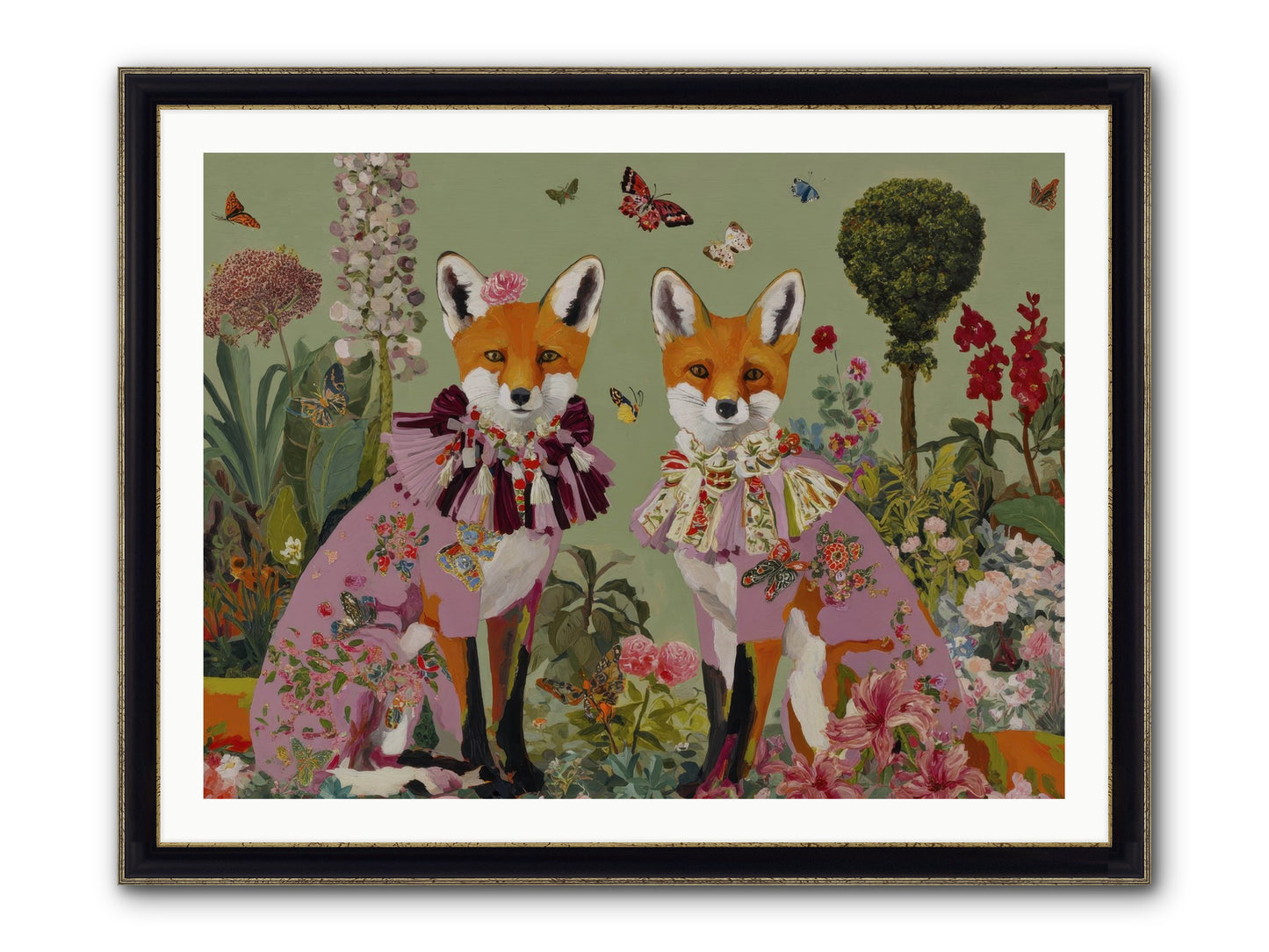 Silk Trace Framed Print - Black & Gold 40x30