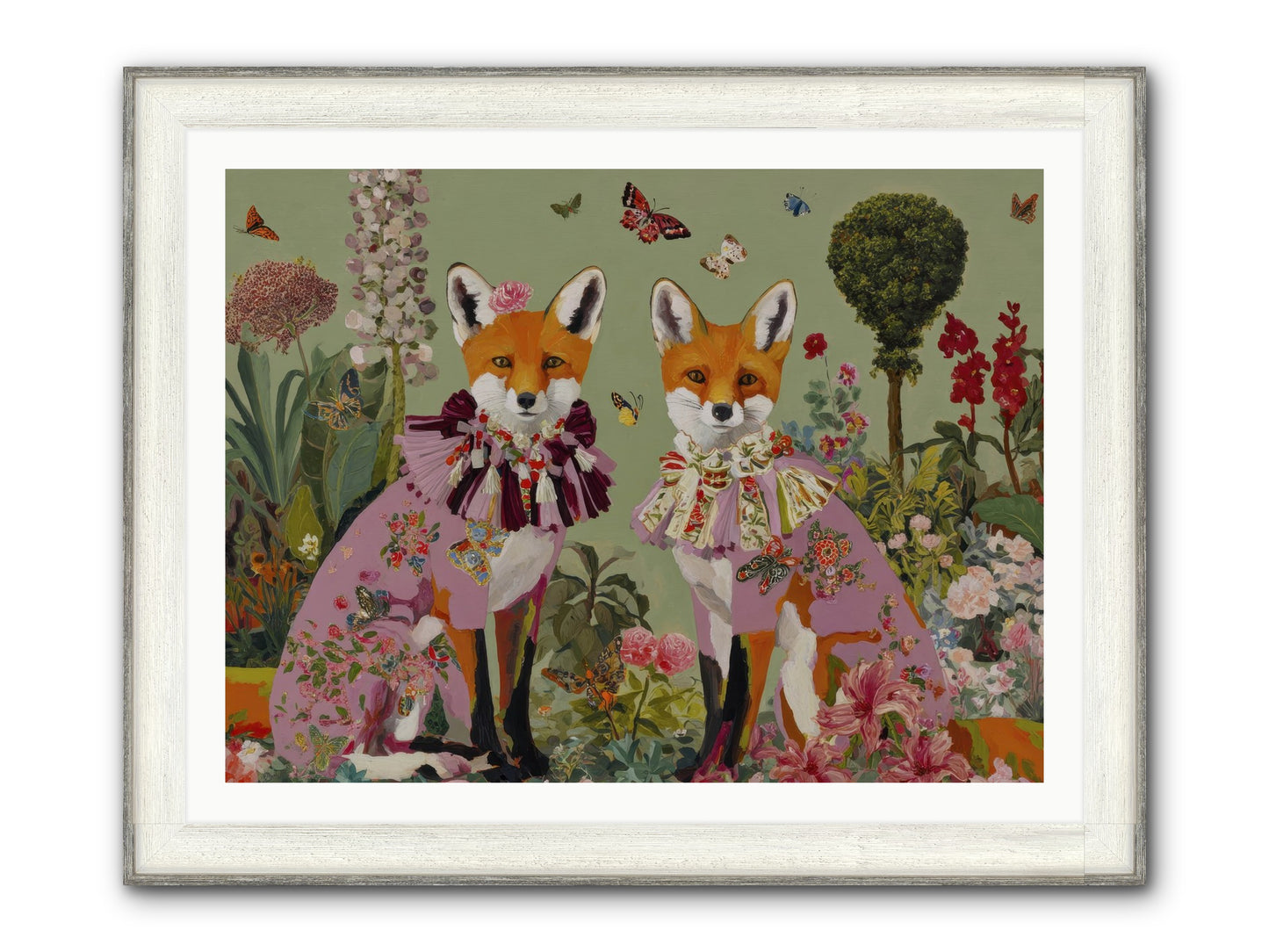 Silk Trace Framed Print - Driftwood White 40x30