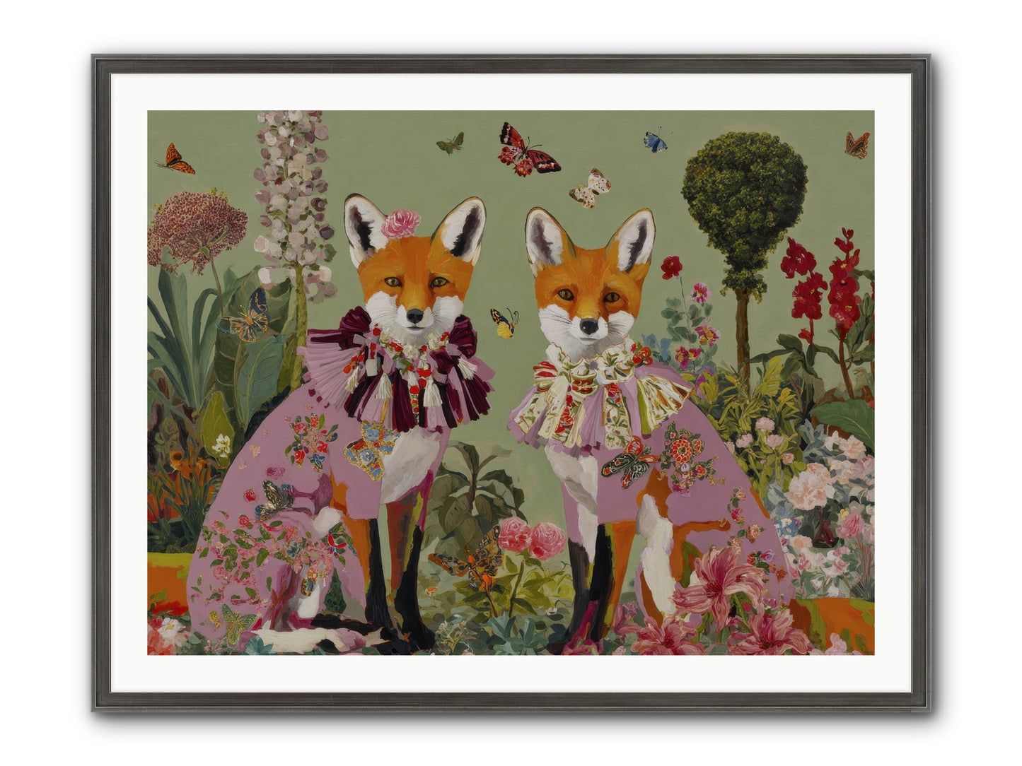 Silk Trace Framed Print - Slimwoods Black/Silver 40x30