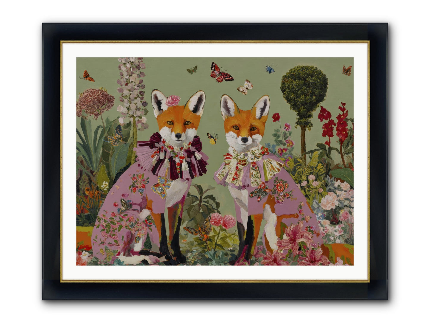 Silk Trace Framed Print - Wide Black w/Gold 40x30