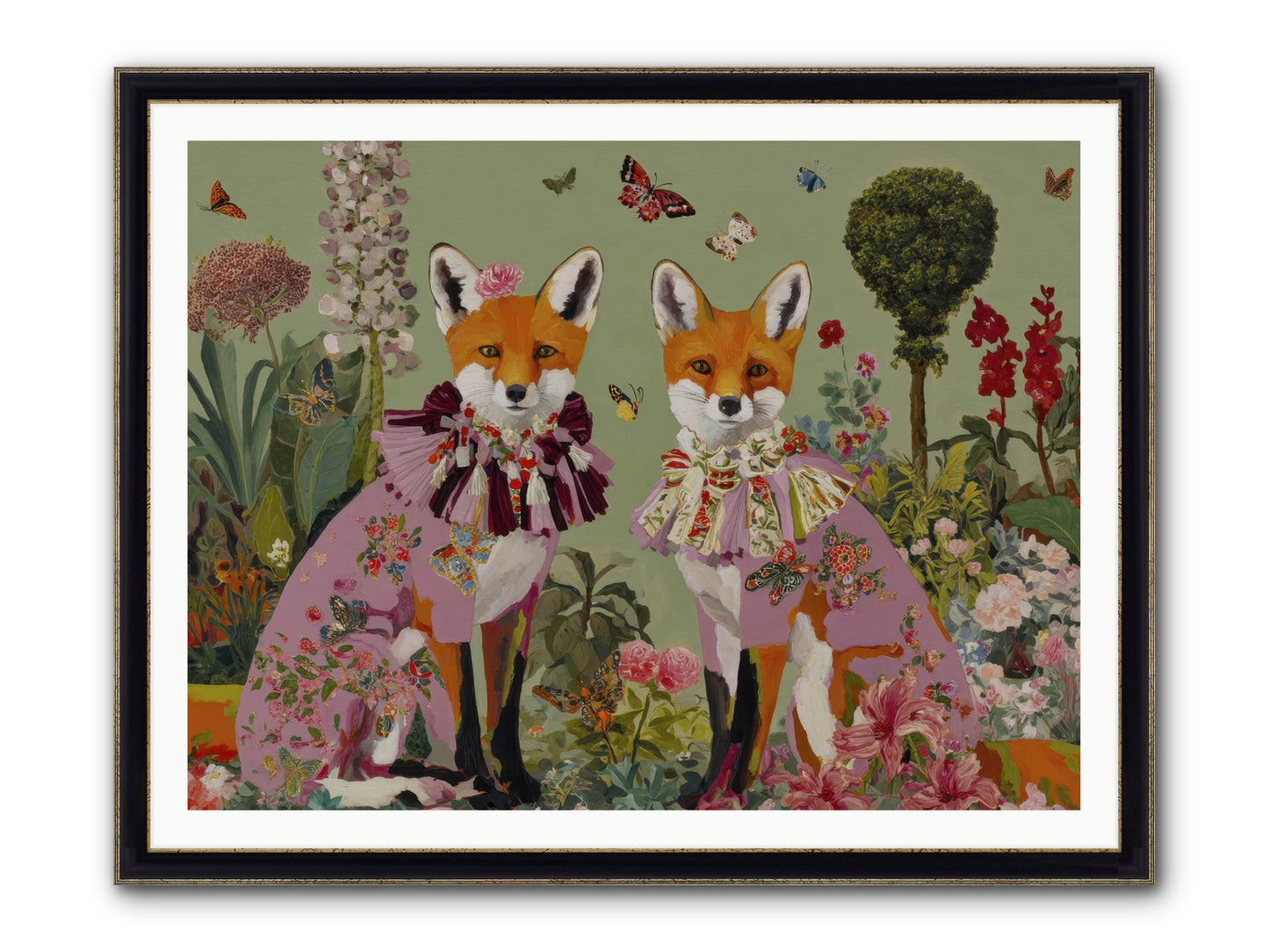 Silk Trace Framed Print - Black & Gold 48x36