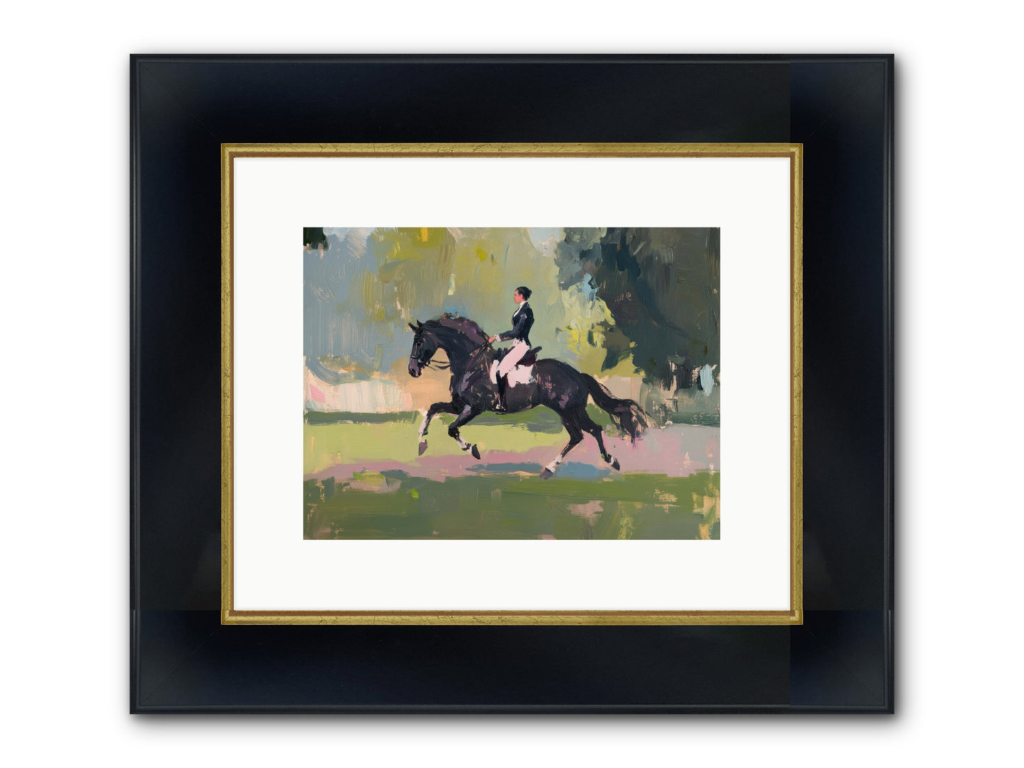 Silken Precision Framed Print - Wide Black w/Gold 12x9