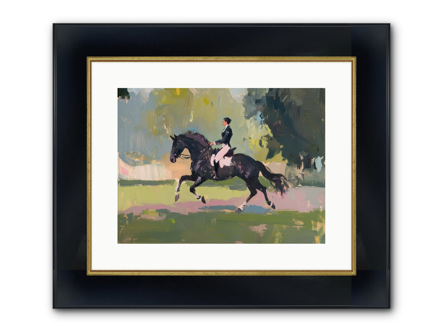 Silken Precision Framed Print - Wide Black w/Gold 16x12