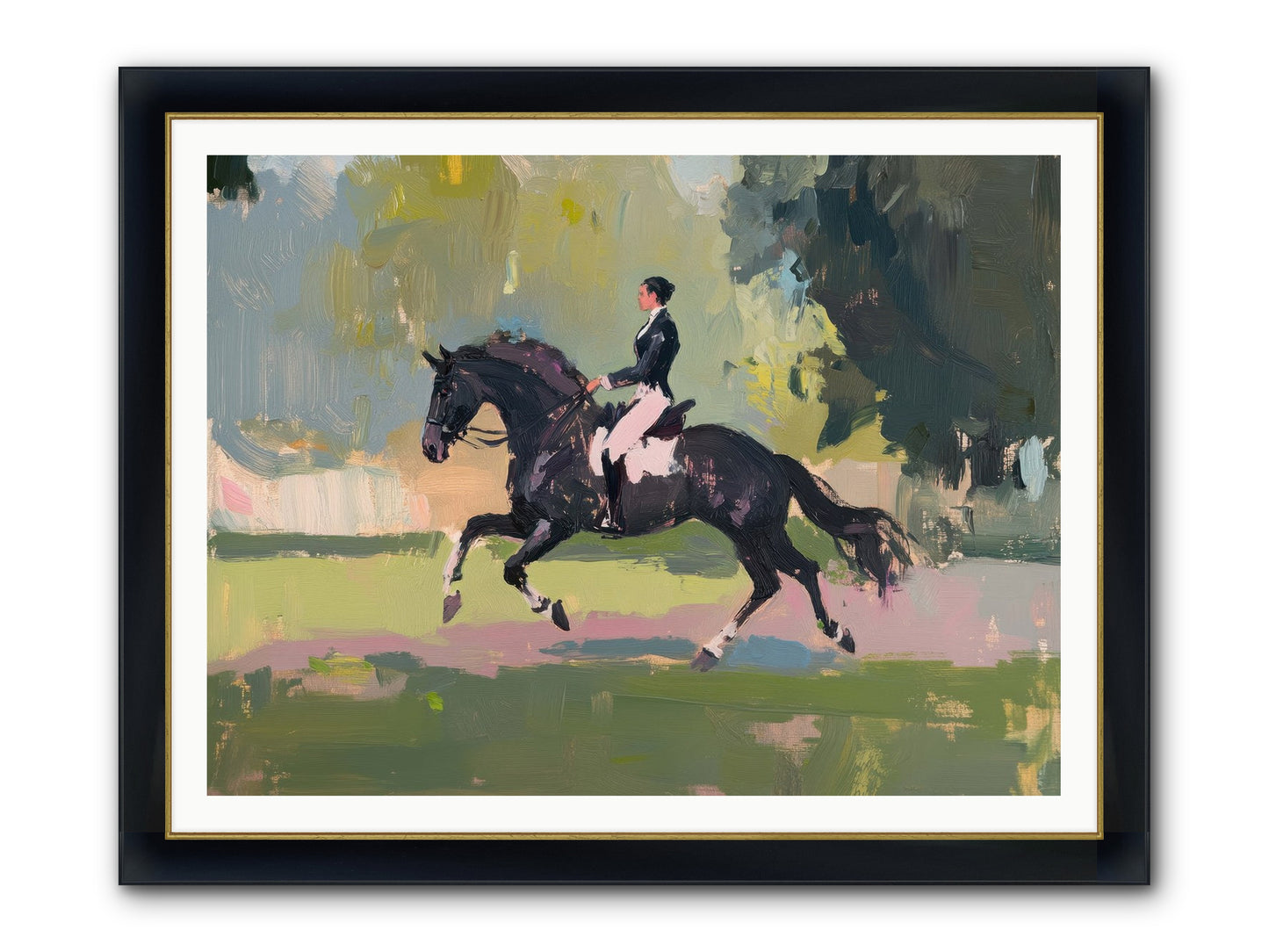 Silken Precision Framed Print - Wide Black w/Gold 48x36