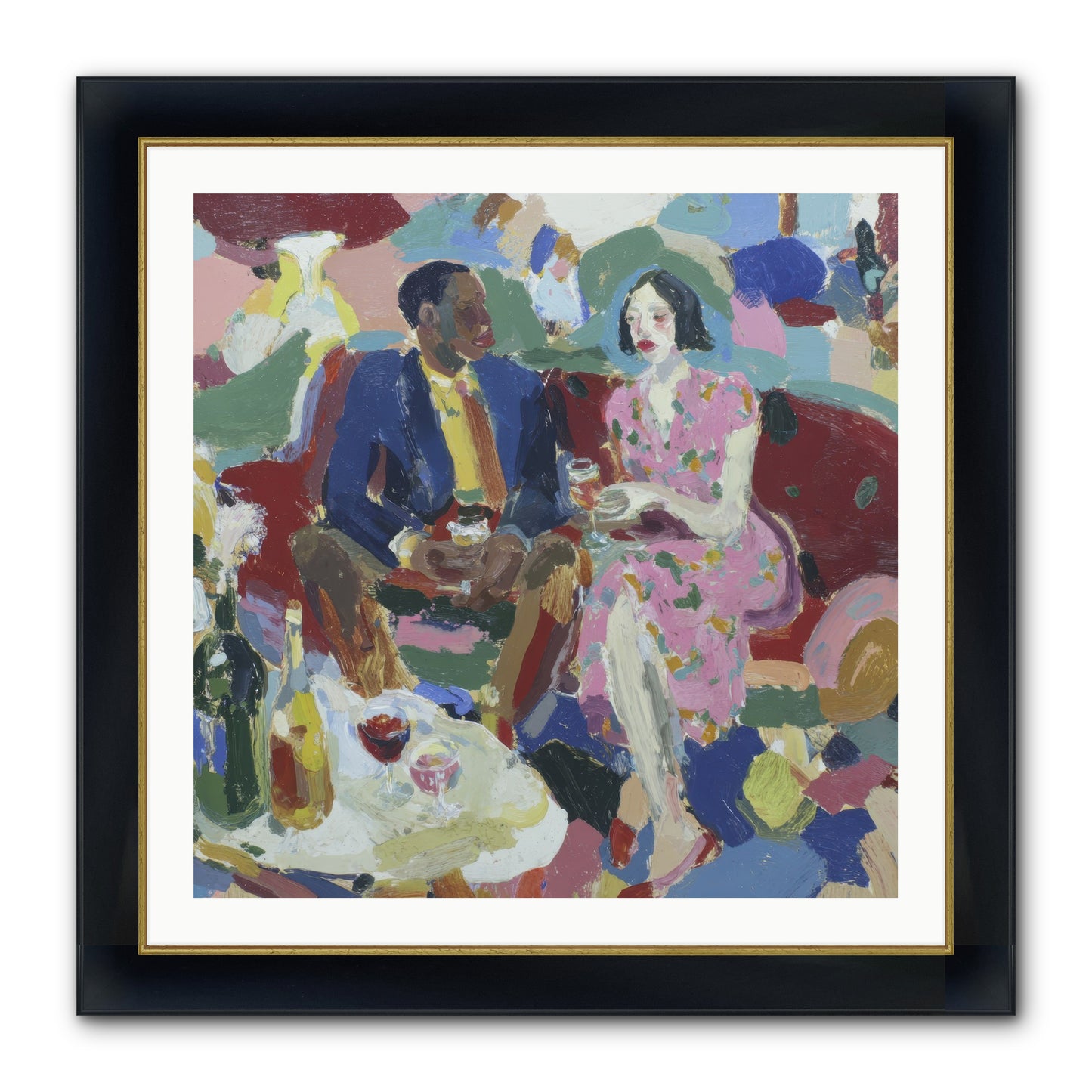 Silkweather Framed Print - Wide Black w/Gold 30x30
