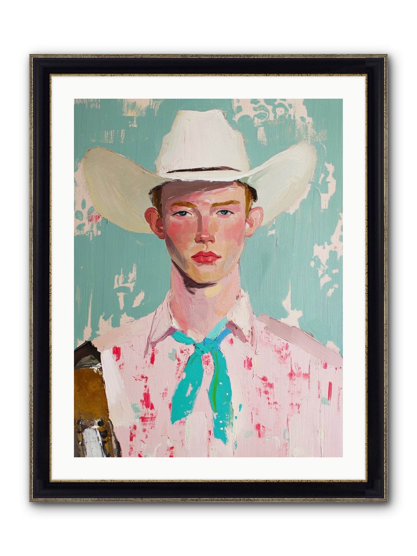 Silver Buckle Framed Print - Black & Gold 24x32