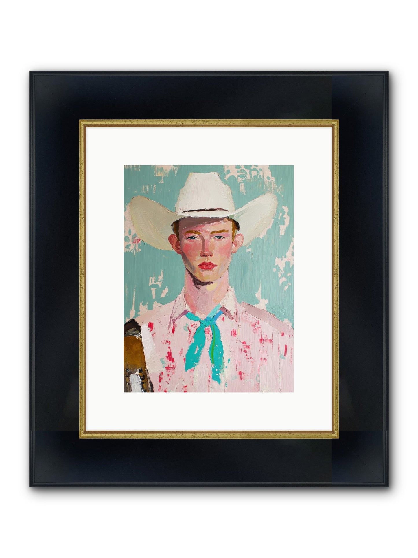 Silver Buckle Framed Print - Wide Black w/Gold 9x12