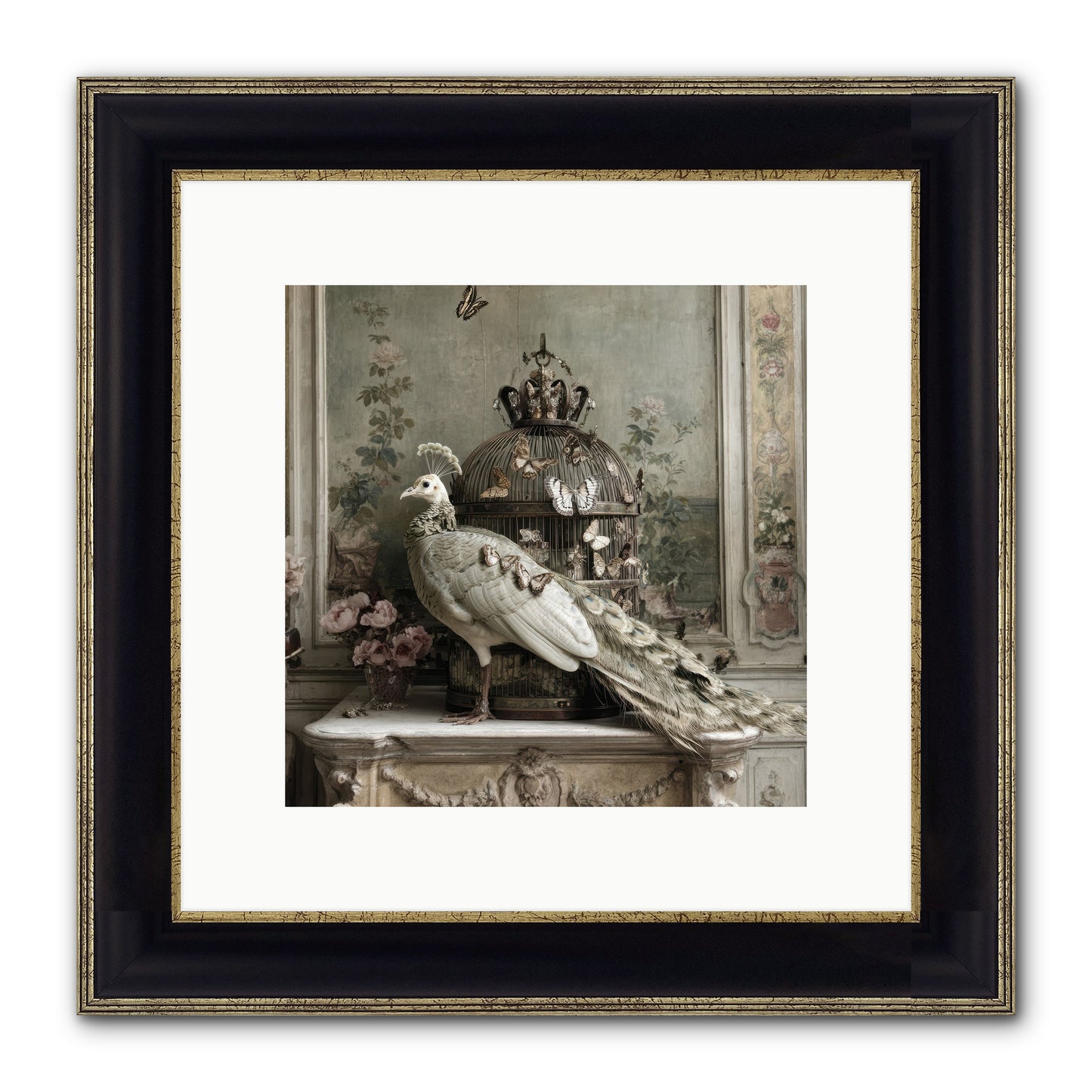 Silver Garden Framed Print - Black & Gold 10x10