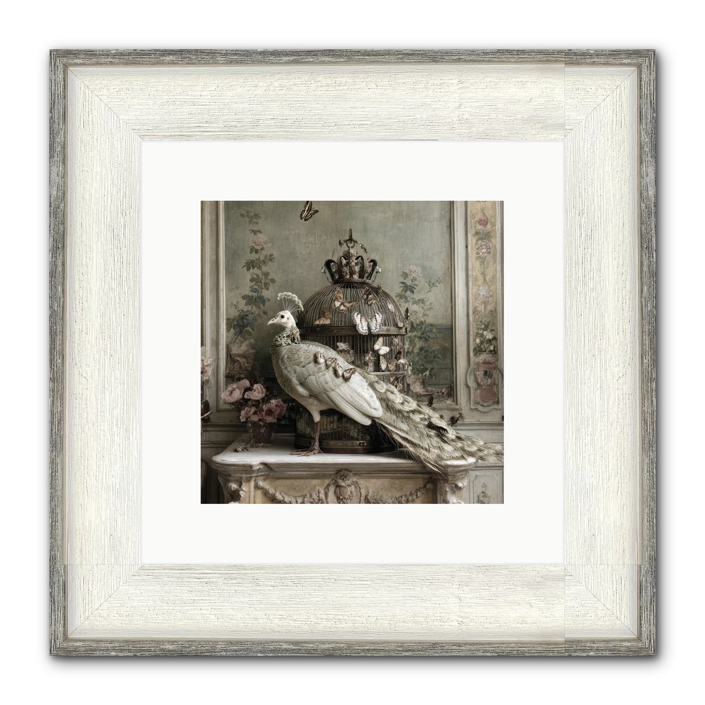 Silver Garden Framed Print - Driftwood White 10x10