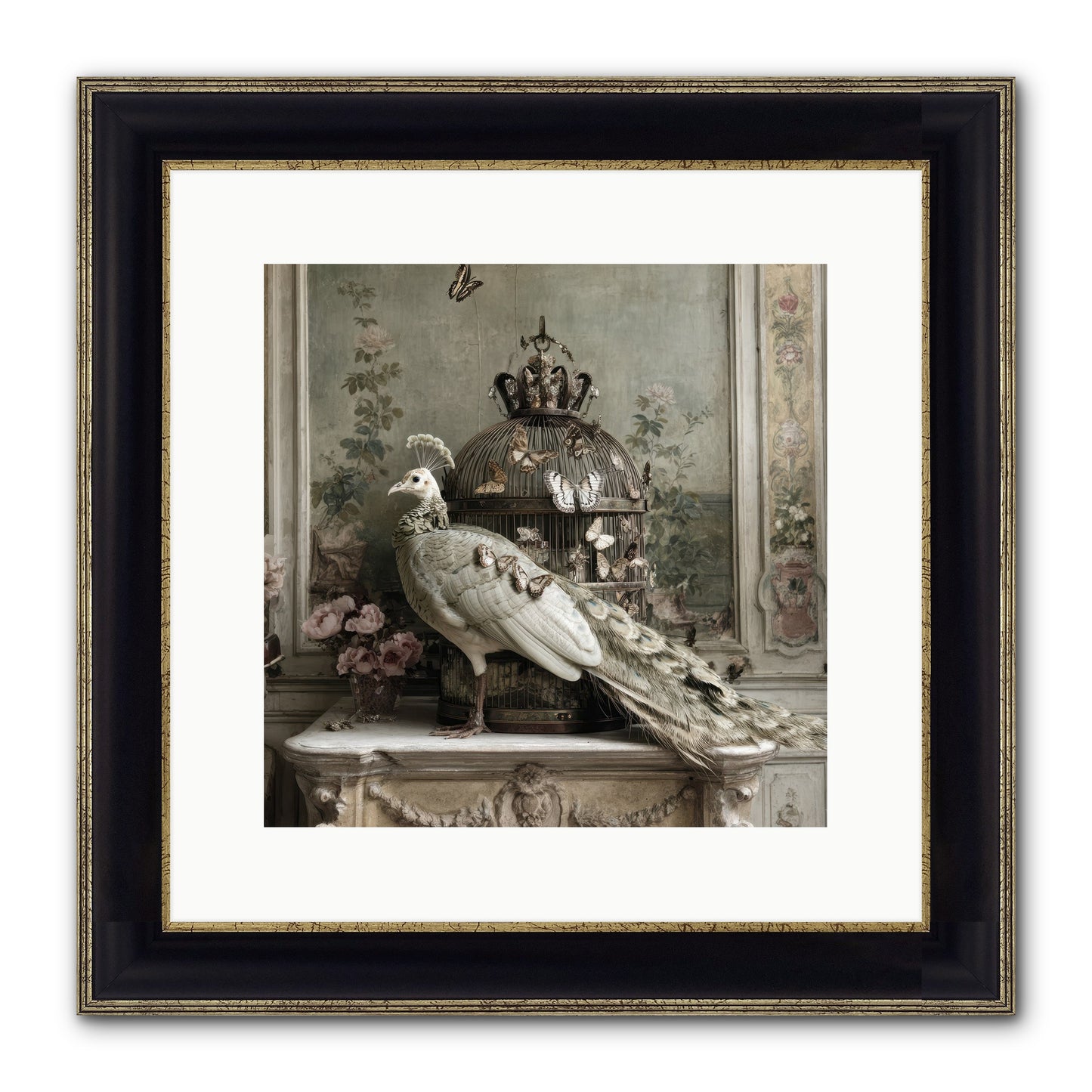 Silver Garden Framed Print - Black & Gold 12x12