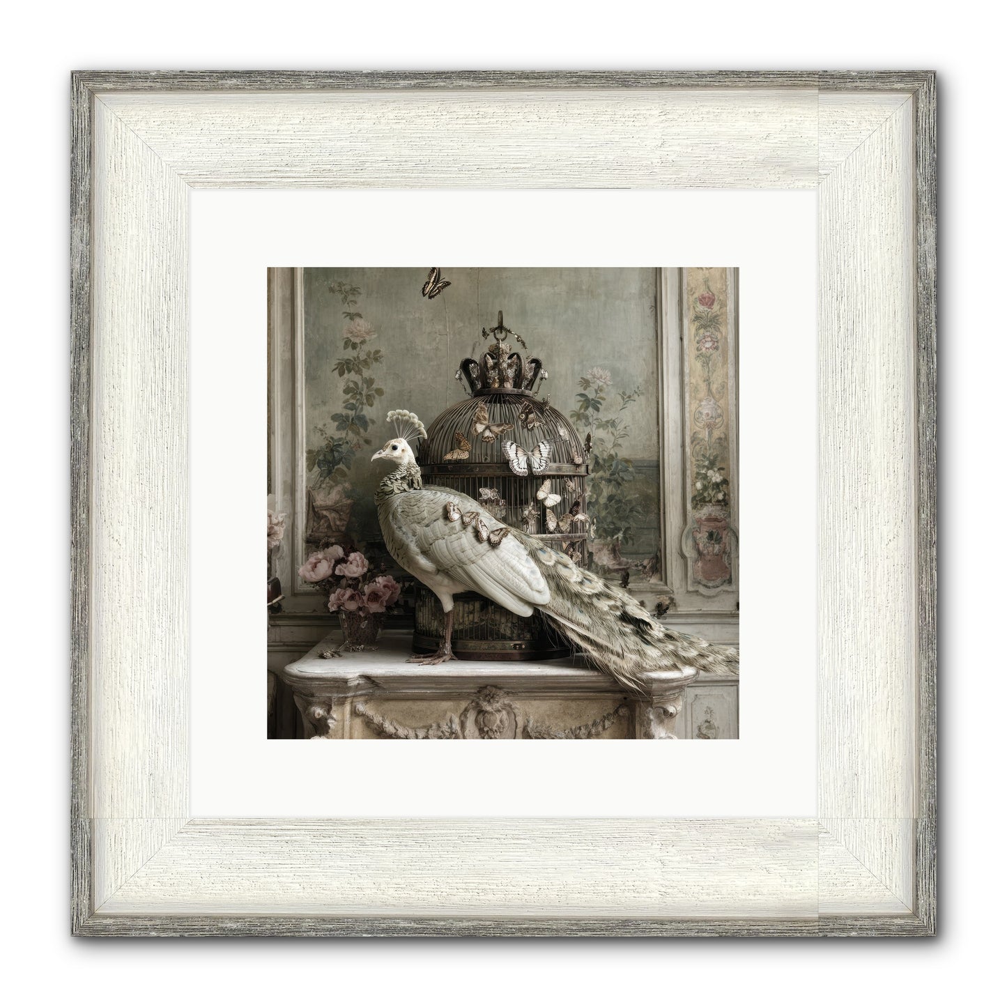 Silver Garden Framed Print - Driftwood White 12x12