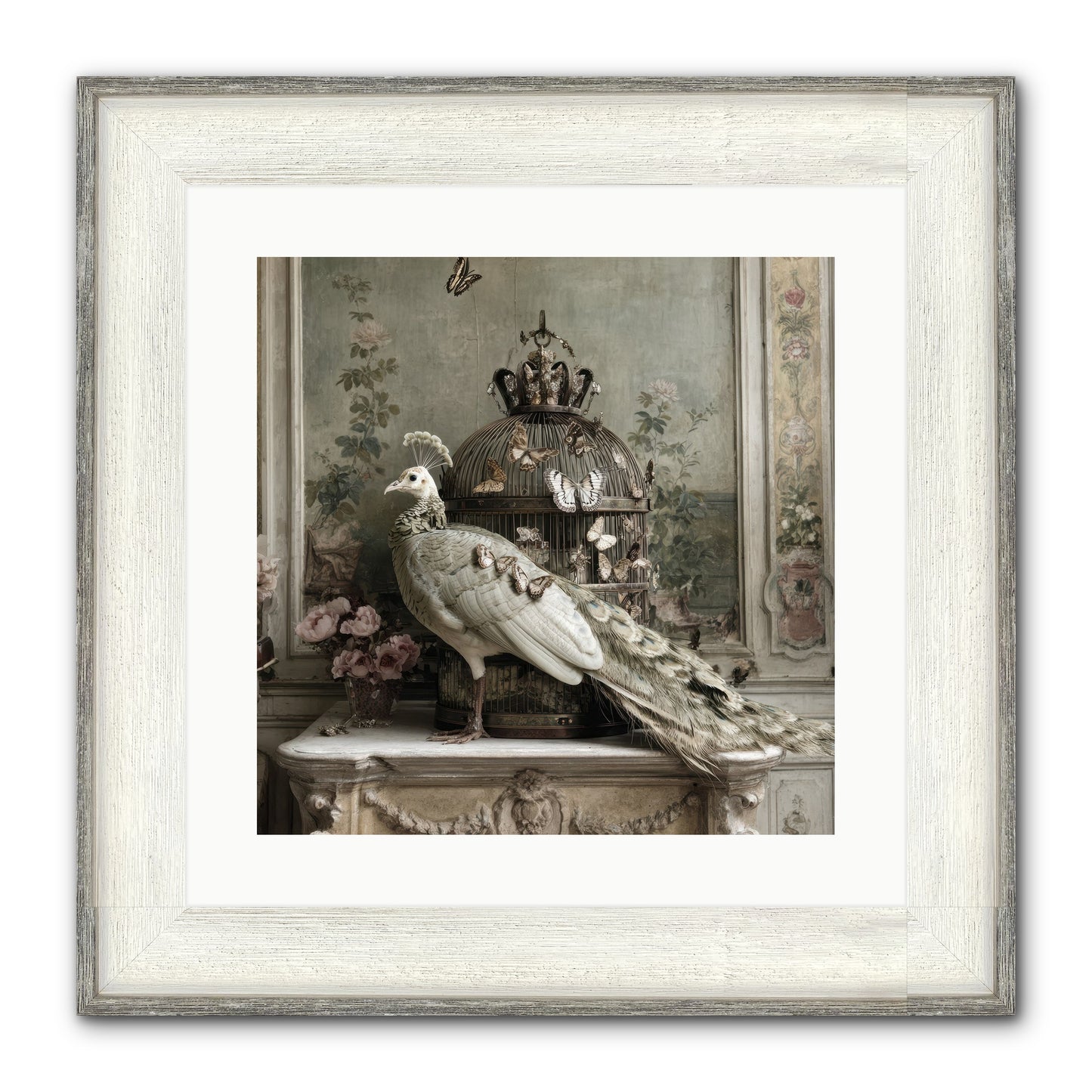 Silver Garden Framed Print - Driftwood White 16x16
