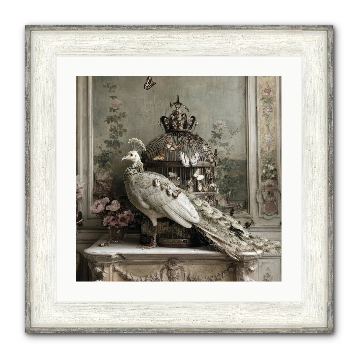 Silver Garden Framed Print - Driftwood White 20x20