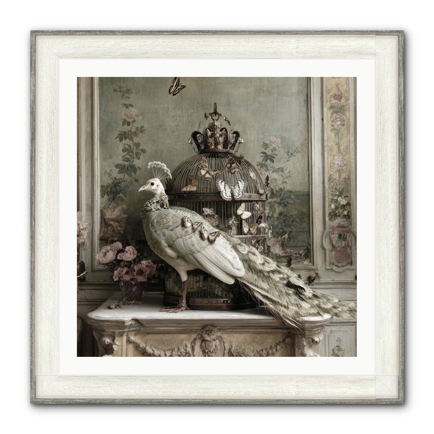 Silver Garden Framed Print - Driftwood White 30x30