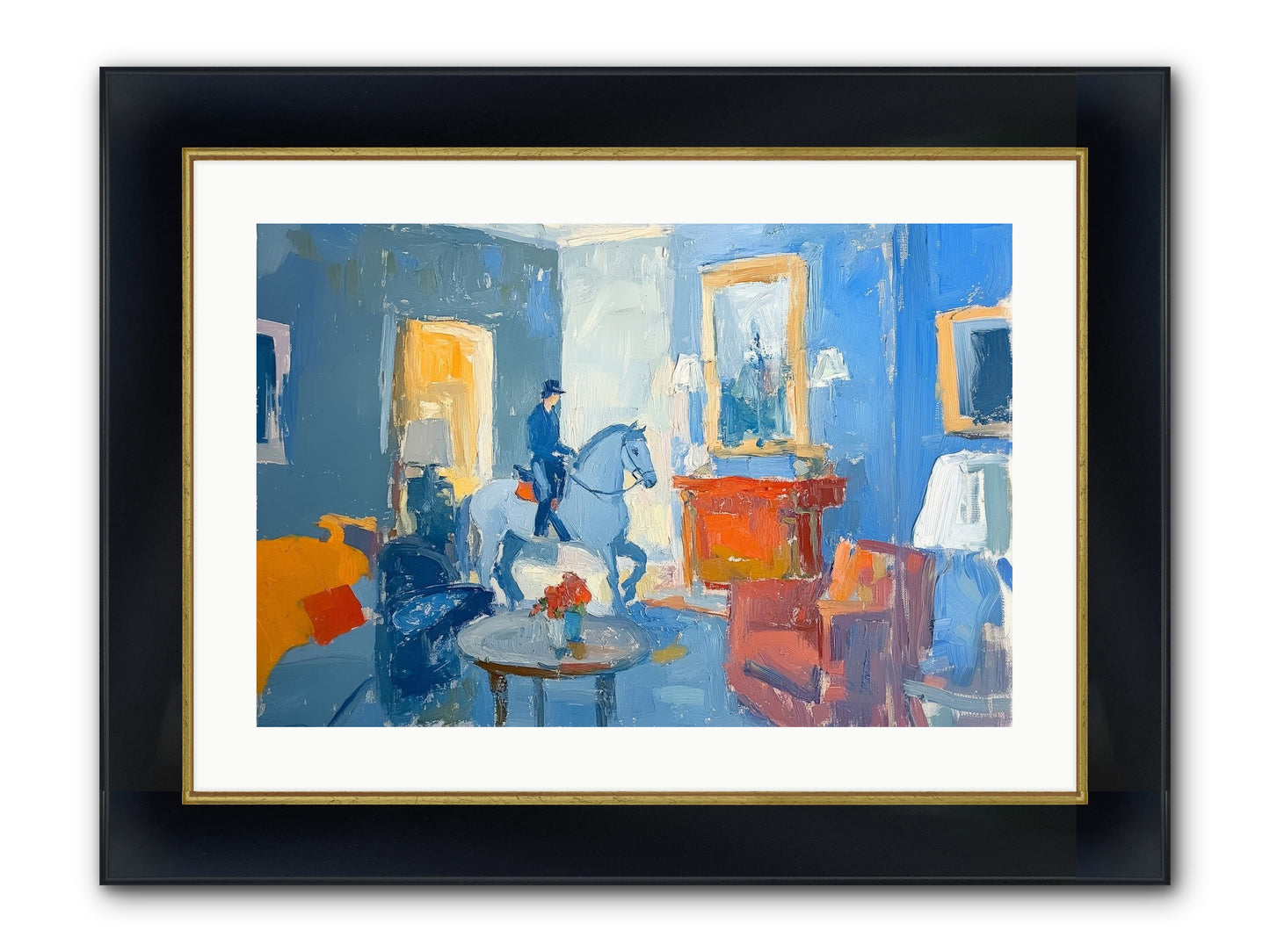 Silver Morning Framed Print - Wide Black w/Gold 24x16