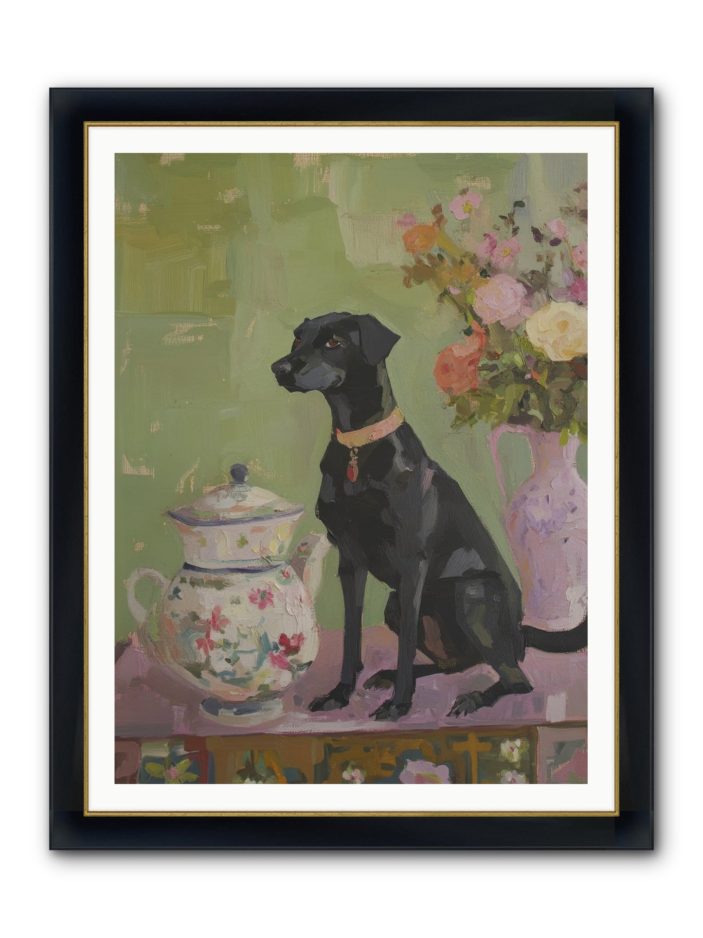 Silver Spoon Framed Print - Wide Black w/Gold 36x48