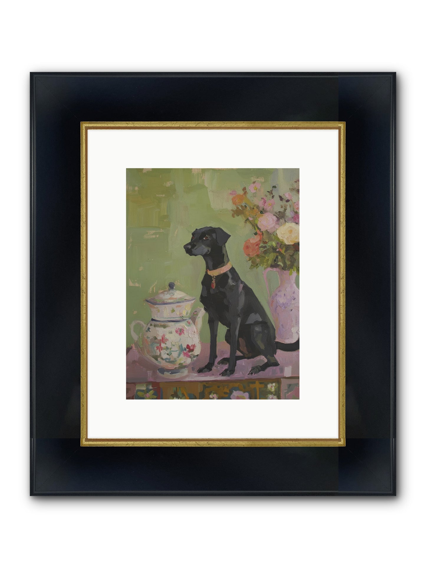 Silver Spoon Framed Print - Wide Black w/Gold 9x12