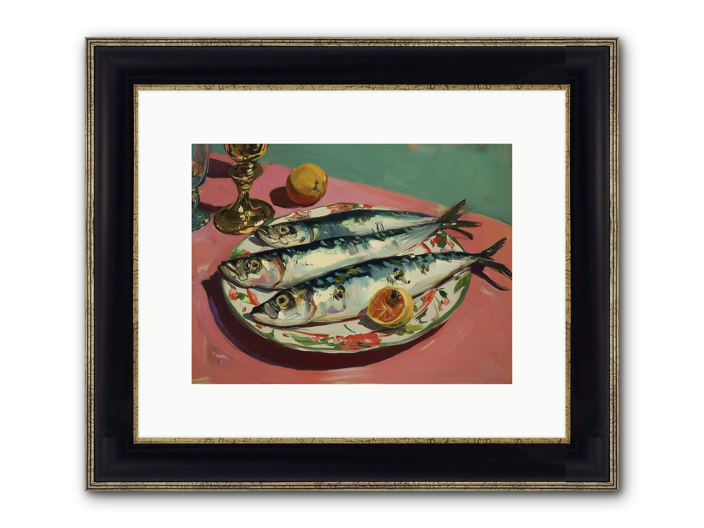 Silver Storm Feast Framed Print - Black & Gold 12x9
