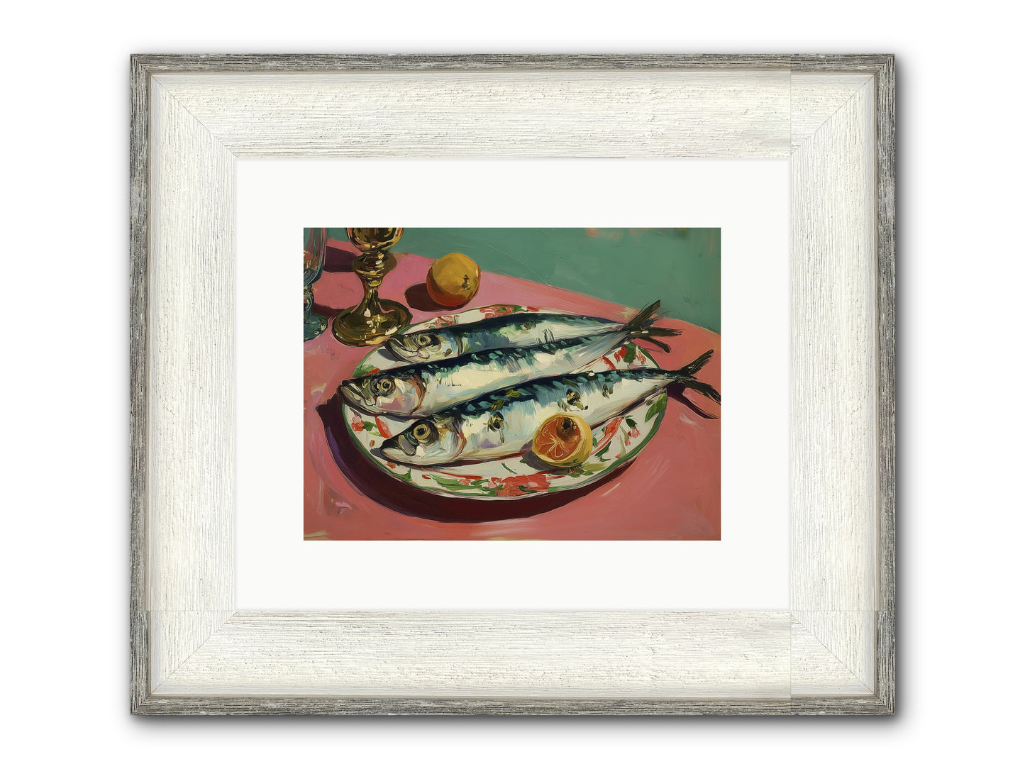 Silver Storm Feast Framed Print - Driftwood White 12x9