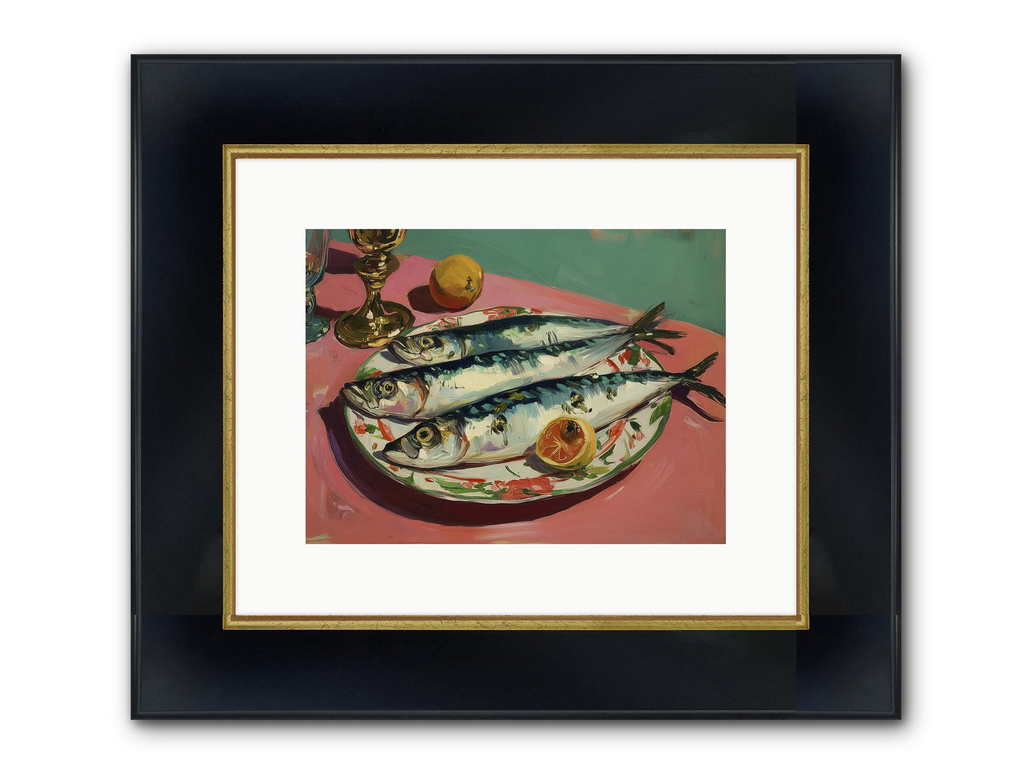Silver Storm Feast Framed Print - Wide Black w/Gold 12x9