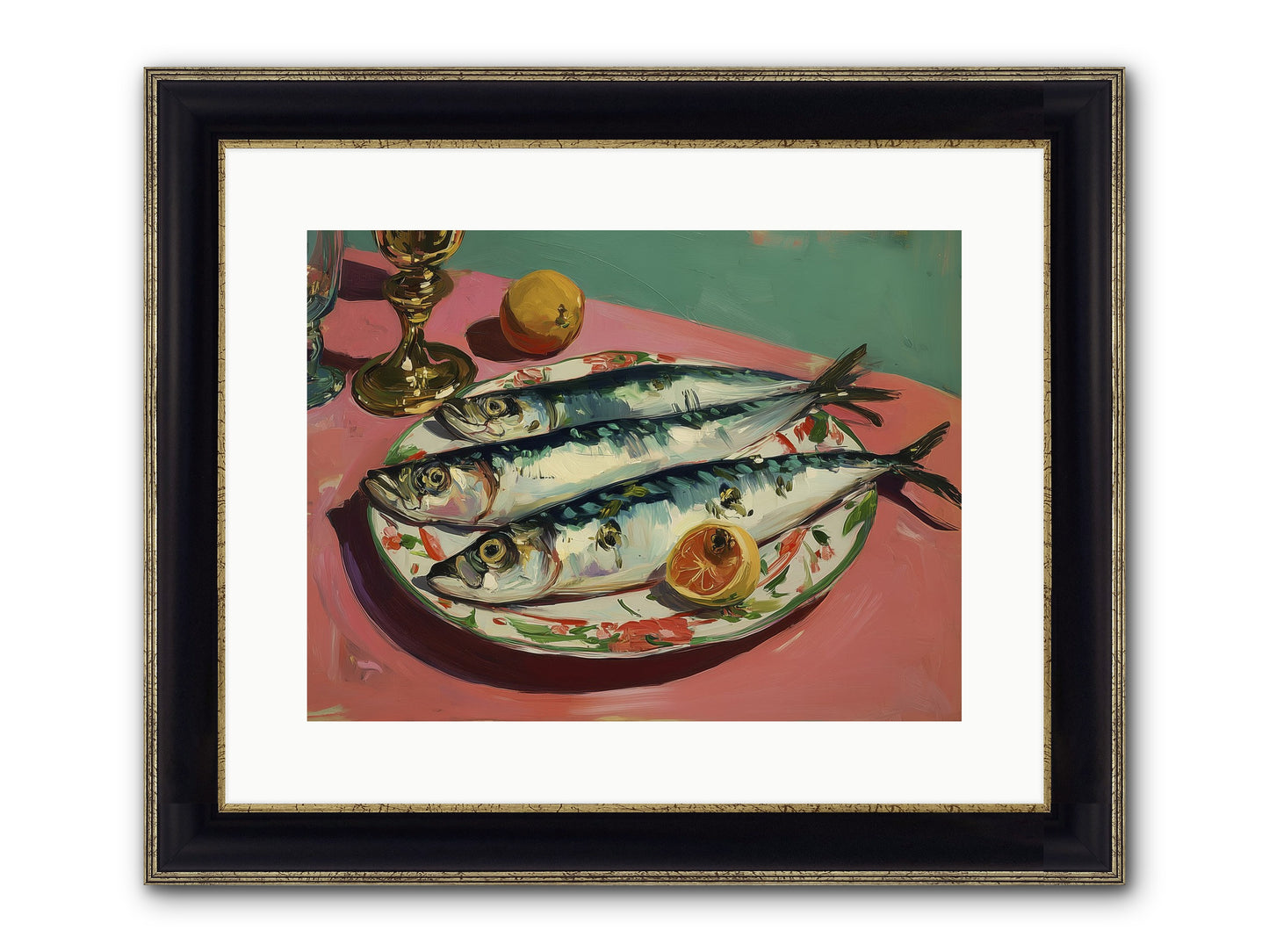 Silver Storm Feast Framed Print - Black & Gold 16x12