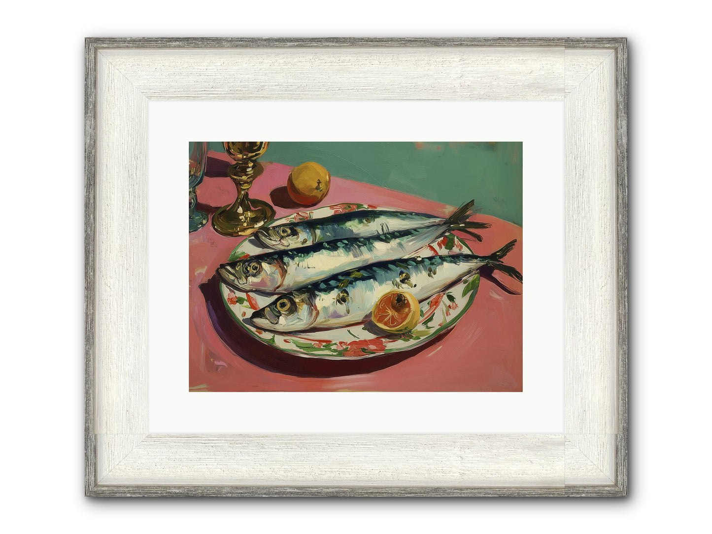 Silver Storm Feast Framed Print - Driftwood White 16x12