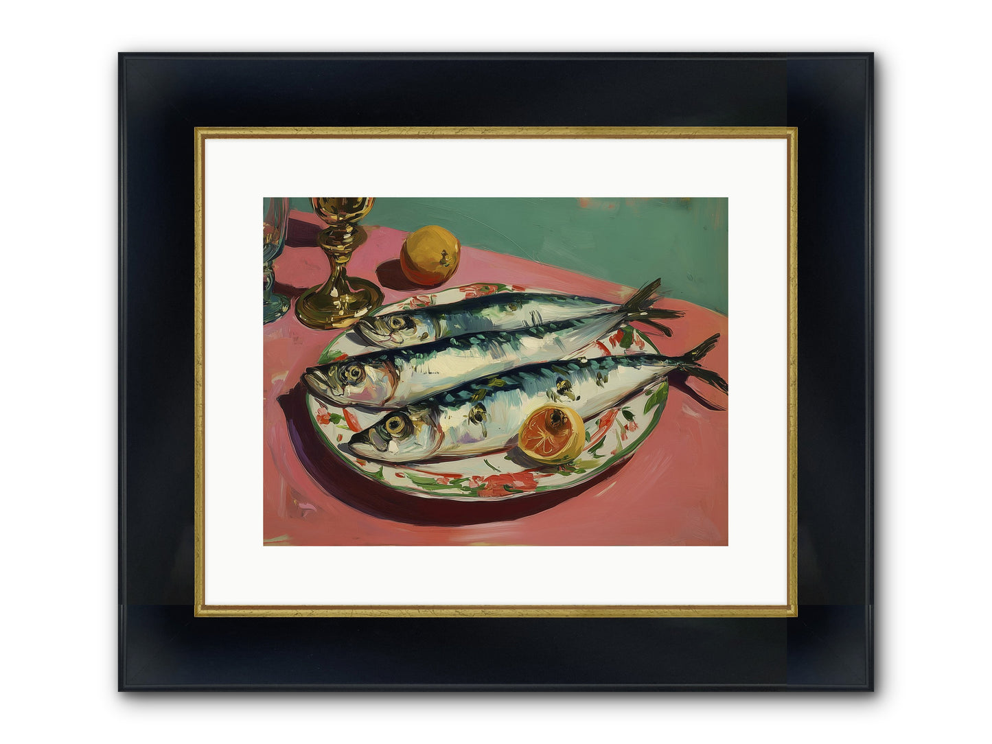 Silver Storm Feast Framed Print - Wide Black w/Gold 16x12
