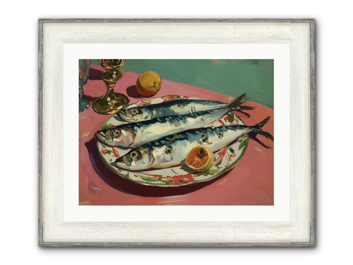 Silver Storm Feast Framed Print - Driftwood White 24x18