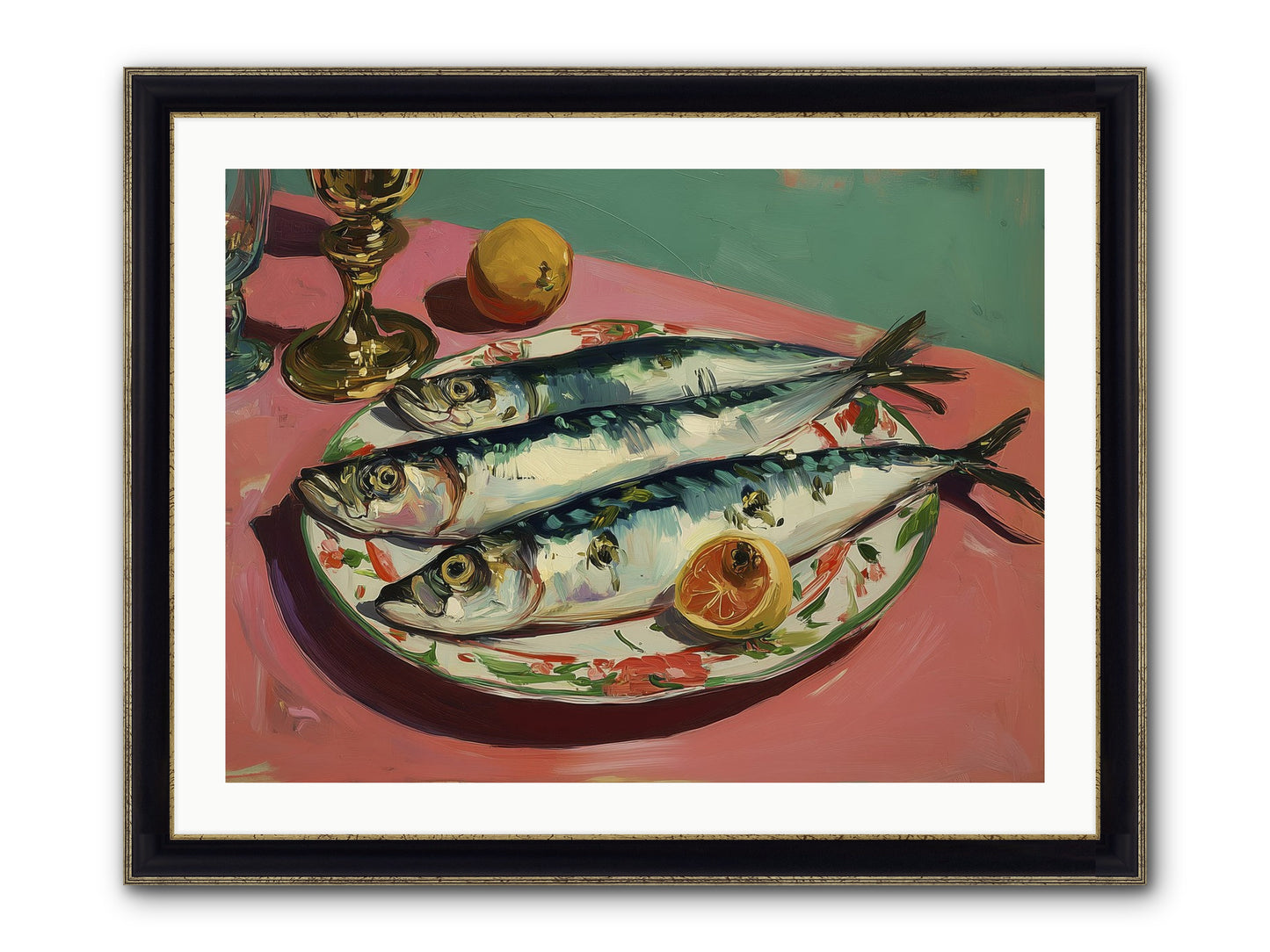 Silver Storm Feast Framed Print - Black & Gold 32x24