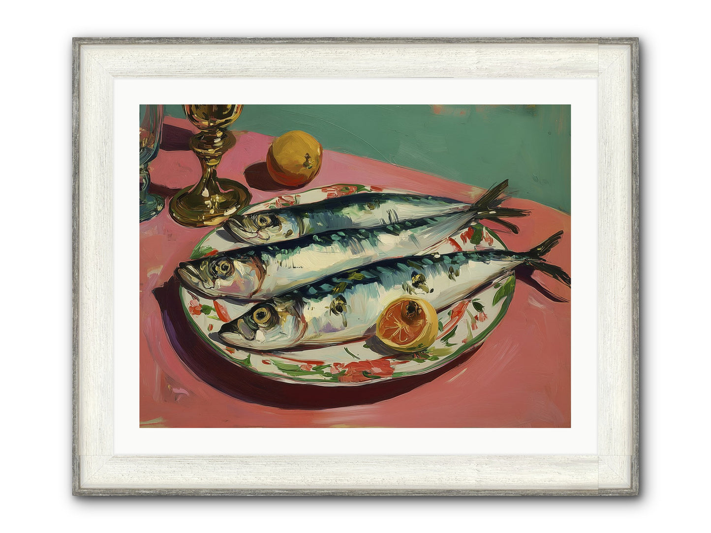 Silver Storm Feast Framed Print - Driftwood White 32x24