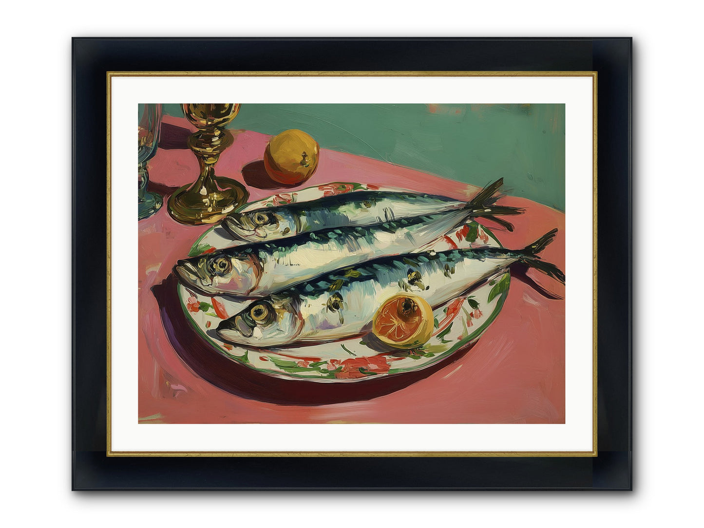 Silver Storm Feast Framed Print - Wide Black w/Gold 32x24