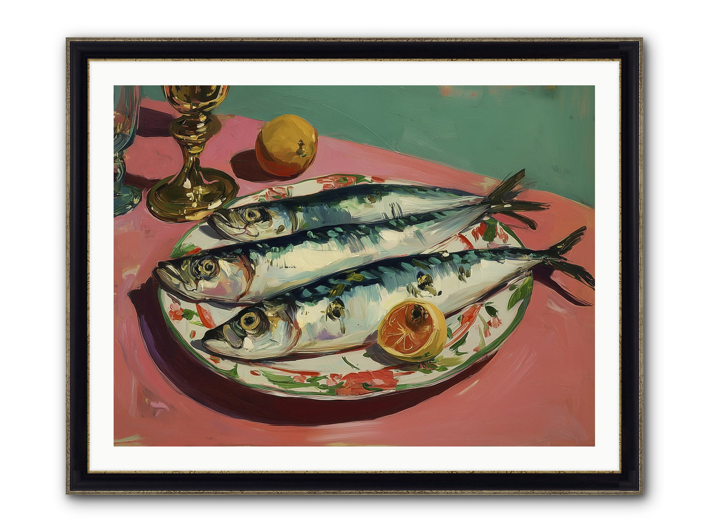 Silver Storm Feast Framed Print - Black & Gold 40x30