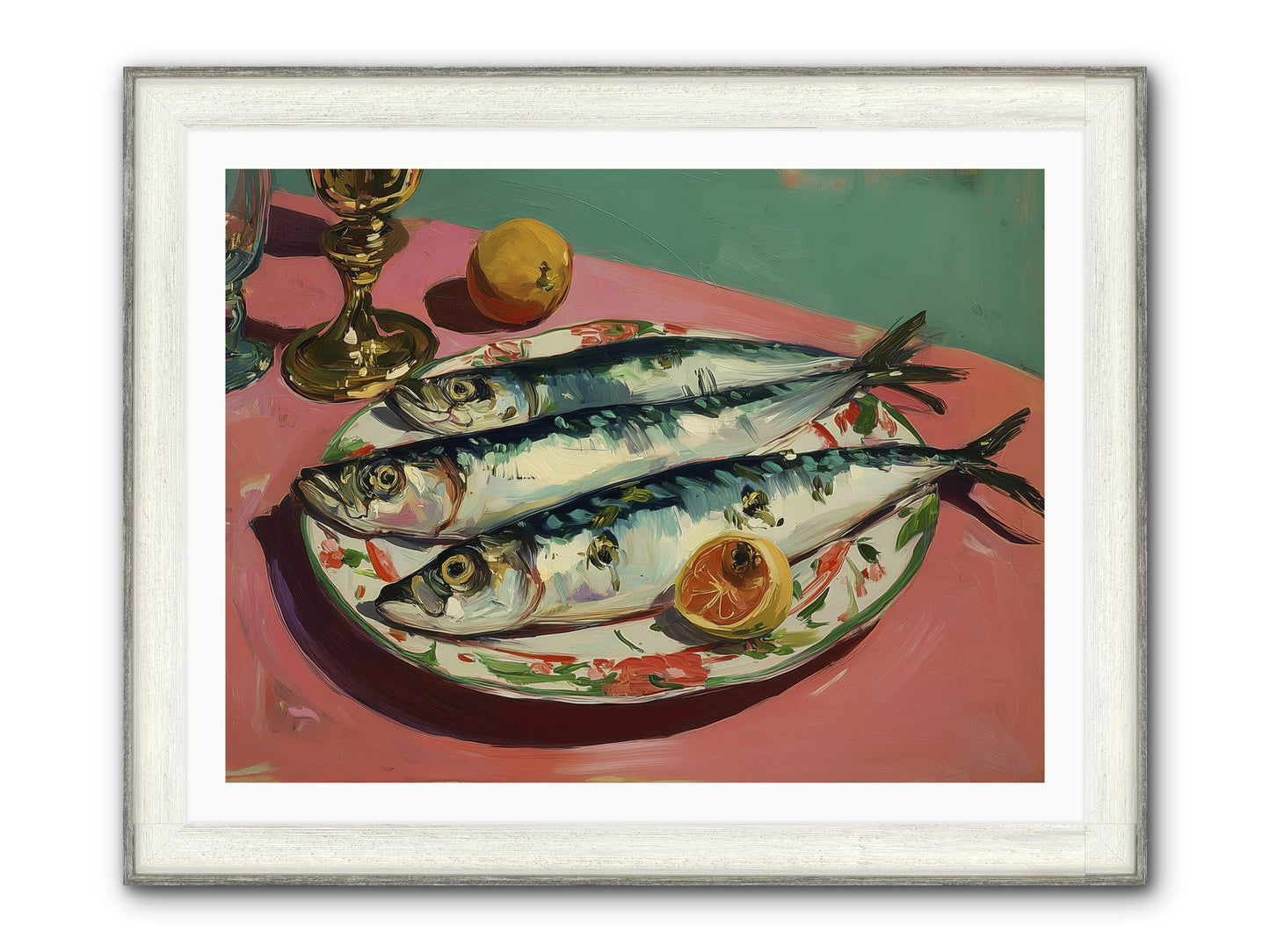 Silver Storm Feast Framed Print - Driftwood White 40x30