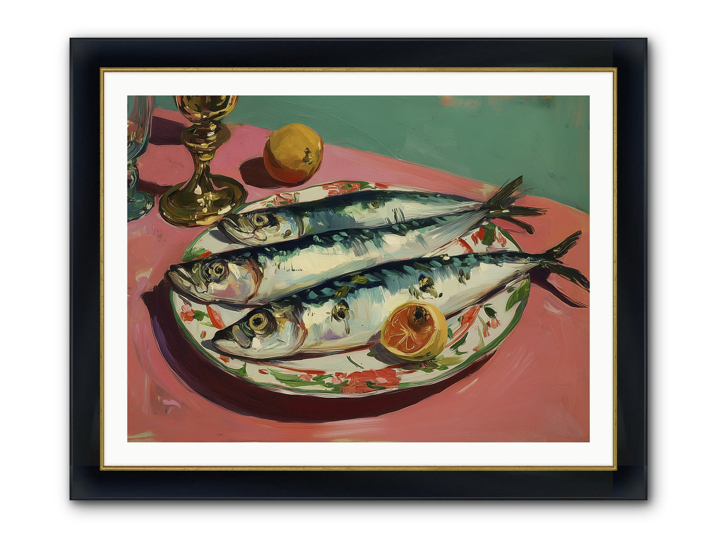 Silver Storm Feast Framed Print - Wide Black w/Gold 40x30