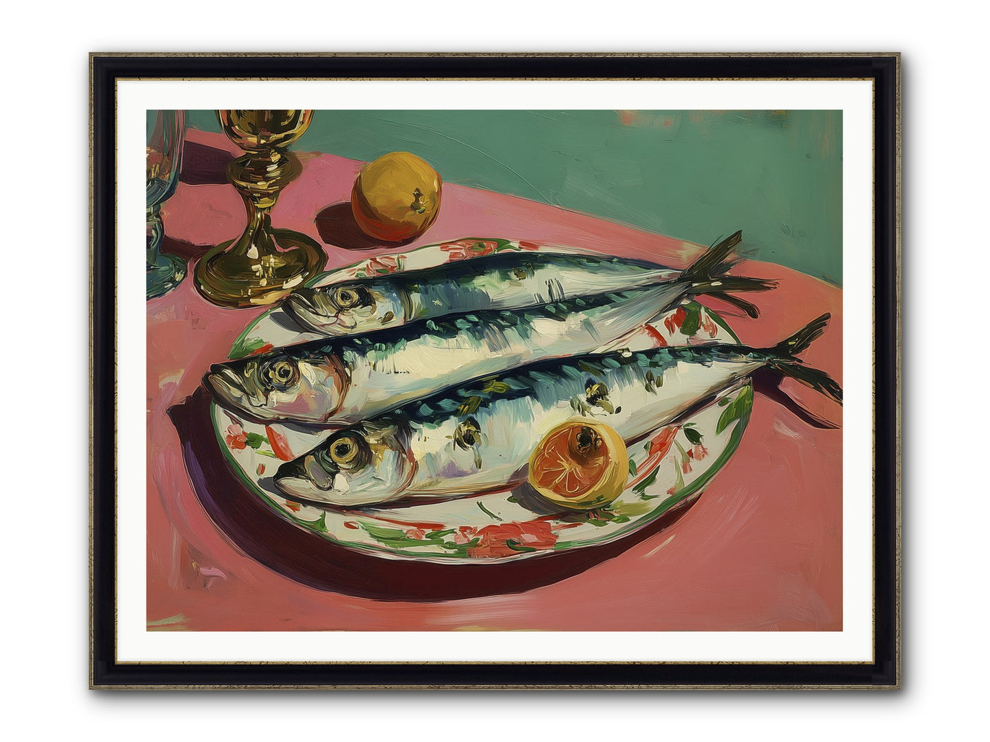 Silver Storm Feast Framed Print - Black & Gold 48x36