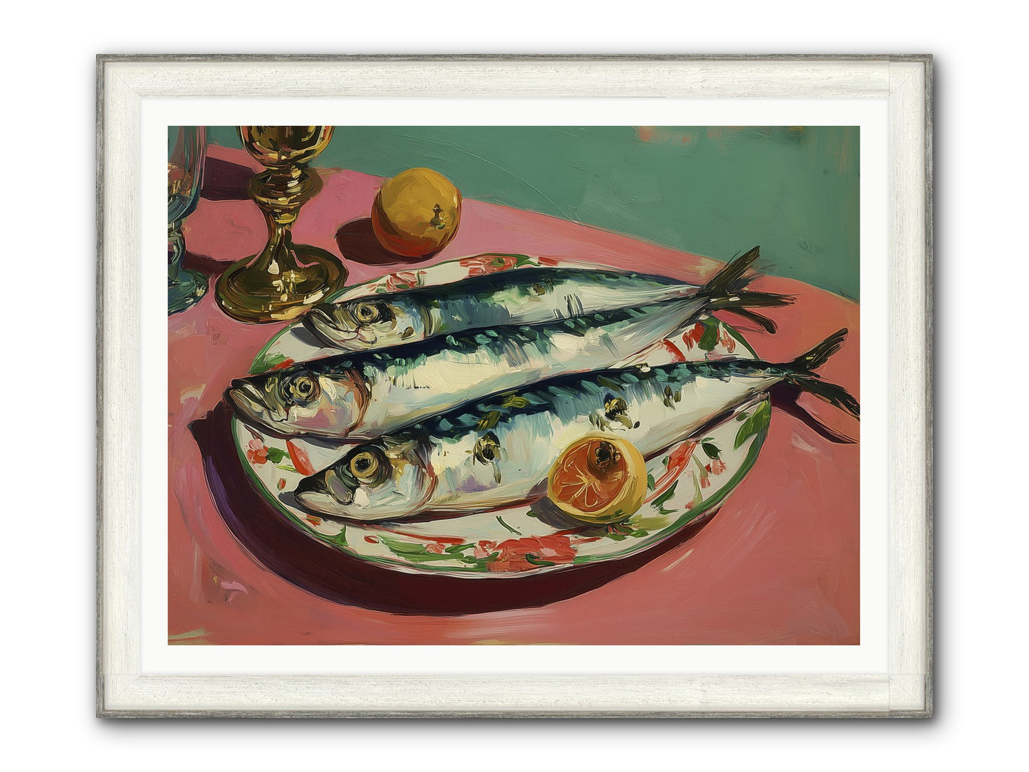 Silver Storm Feast Framed Print - Driftwood White 48x36