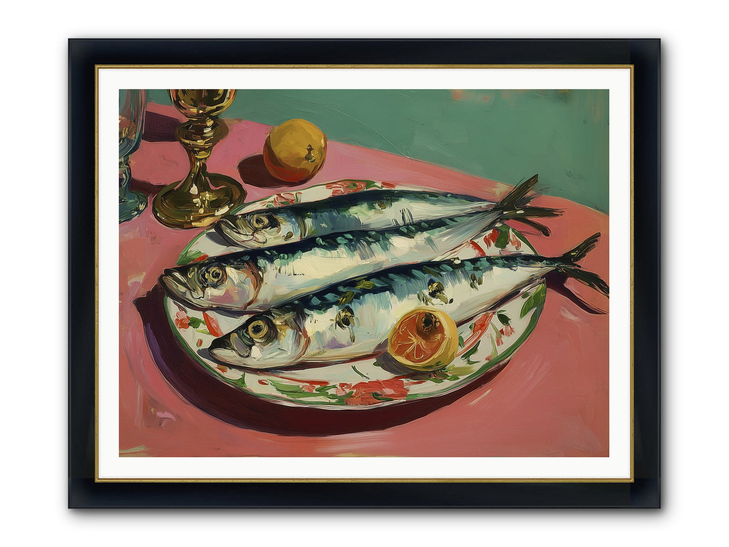 Silver Storm Feast Framed Print - Wide Black w/Gold 48x36
