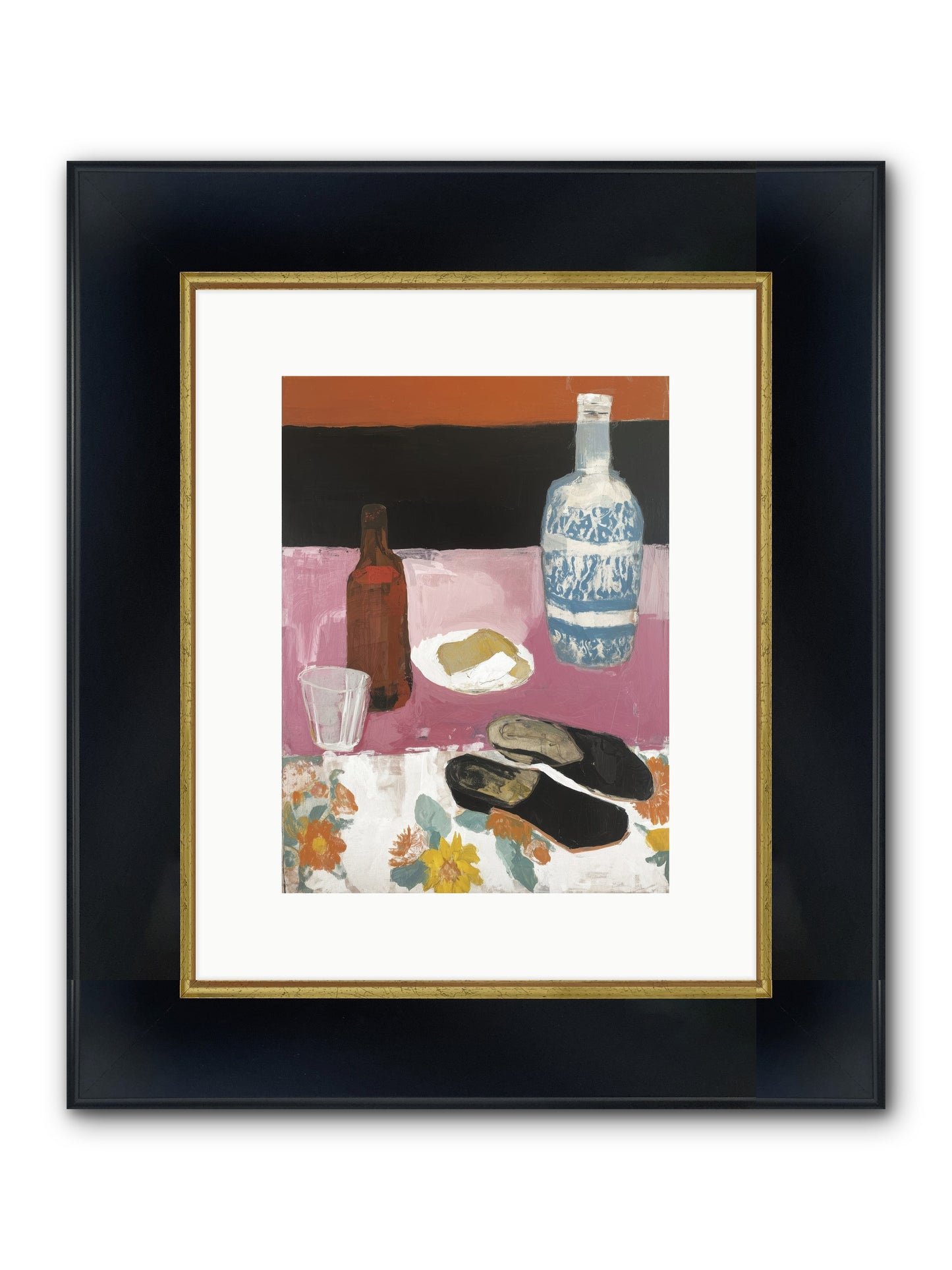 Silver Thread Framed Print - Wide Black w/Gold 9x12