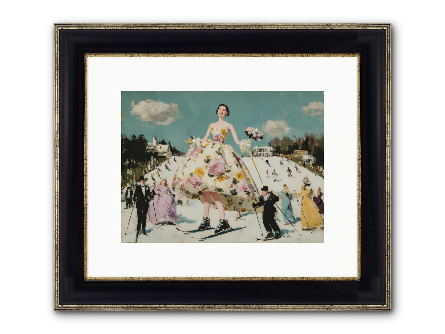 Silverpine Mosaic Framed Print - Black & Gold 12x9